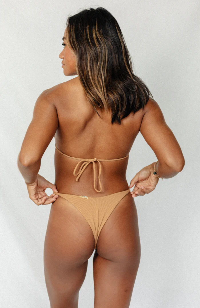 ANIMAL Camel Ribbed Upsidedown Triangle Bikini Top - Image 15