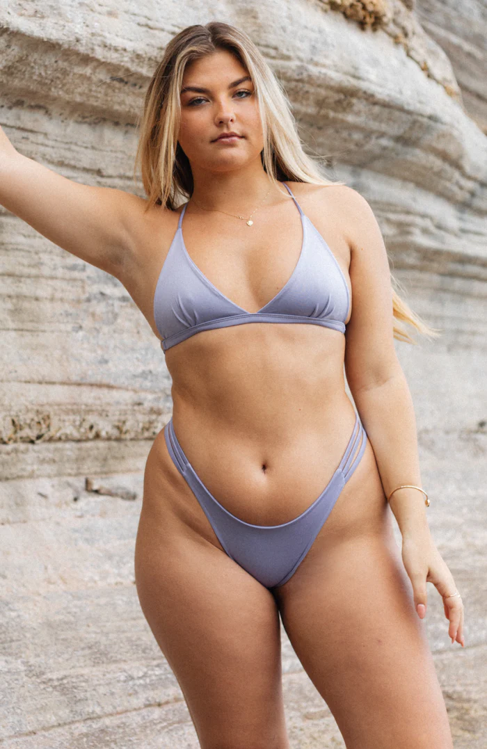 Essential Solids Gray Violet Cross Back Bikini Top - Image 3