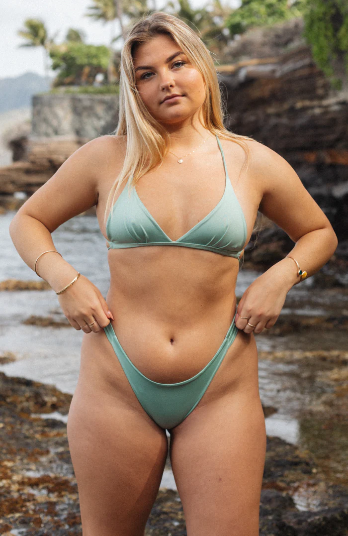 Essential Solids Moss Oasis Cross Back Bikini Top