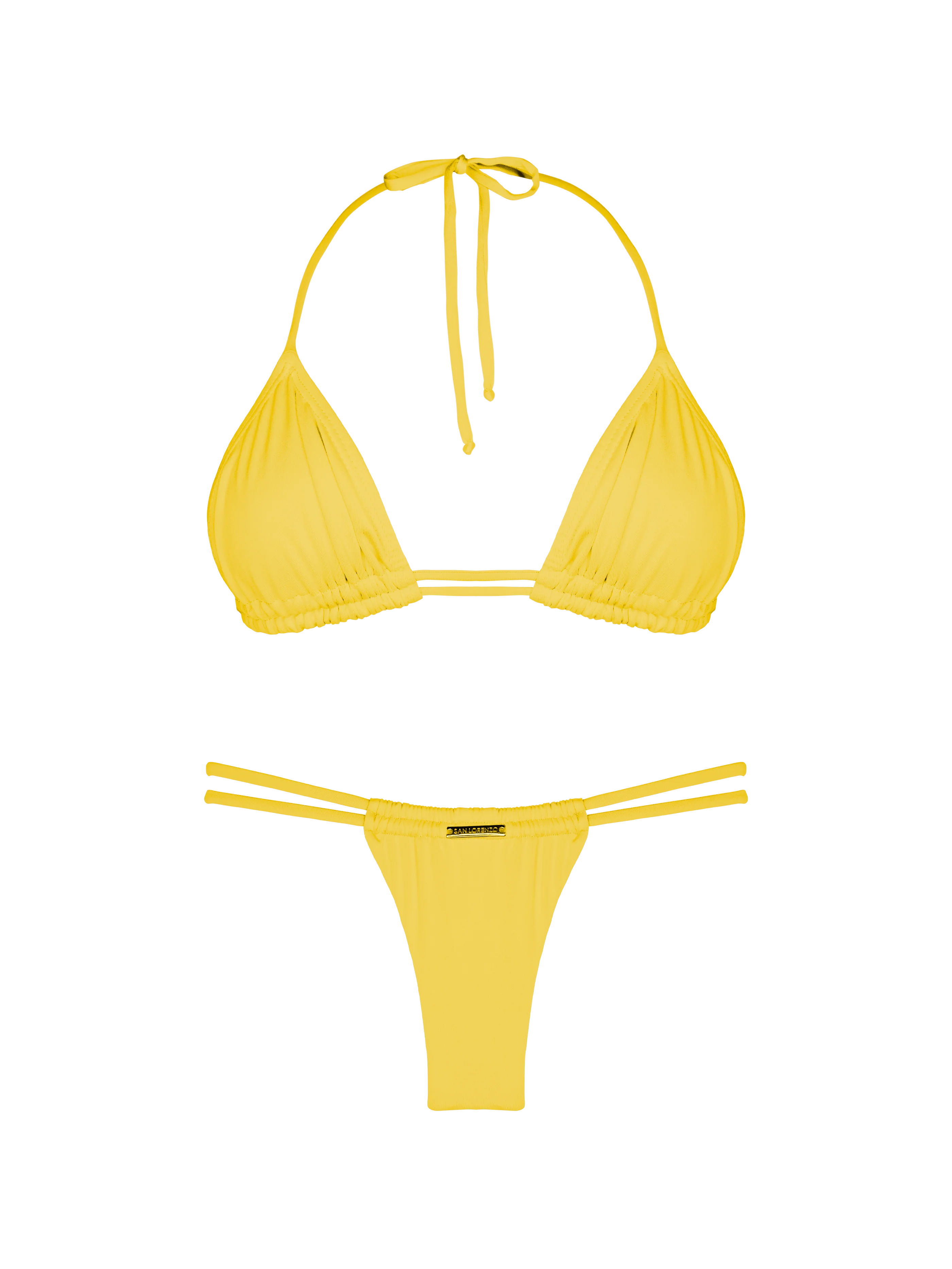 Essential Solids Citrine Double Loop String Halter Bikini Top - Image 8