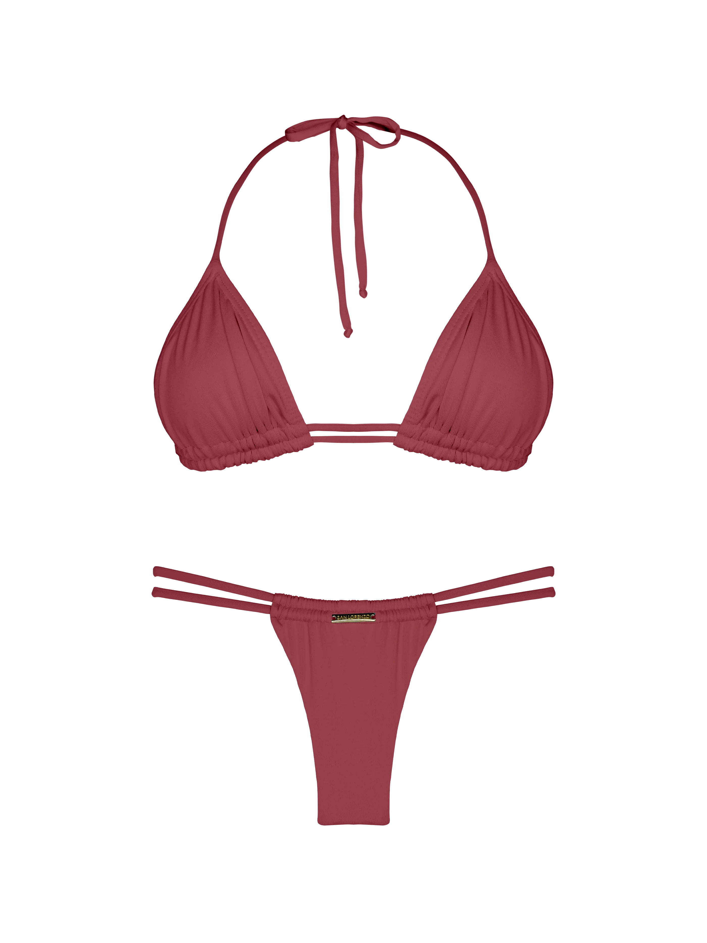 Essential Solids Taupe Truffle Double Loop String Bikini Bottom - Image 9