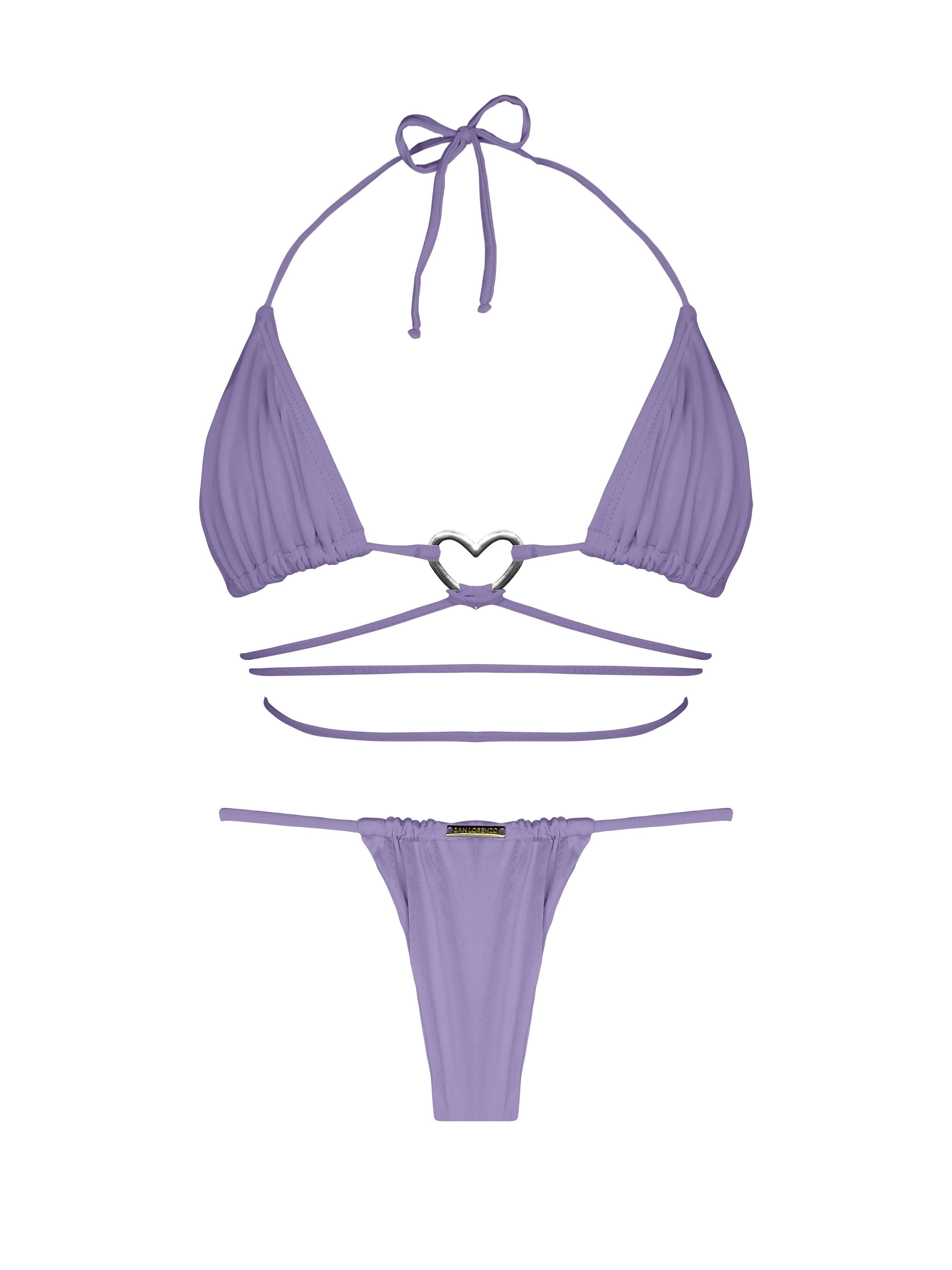 Essential Solids Gray Violet Multi String Ring Bikini Top - Image 7