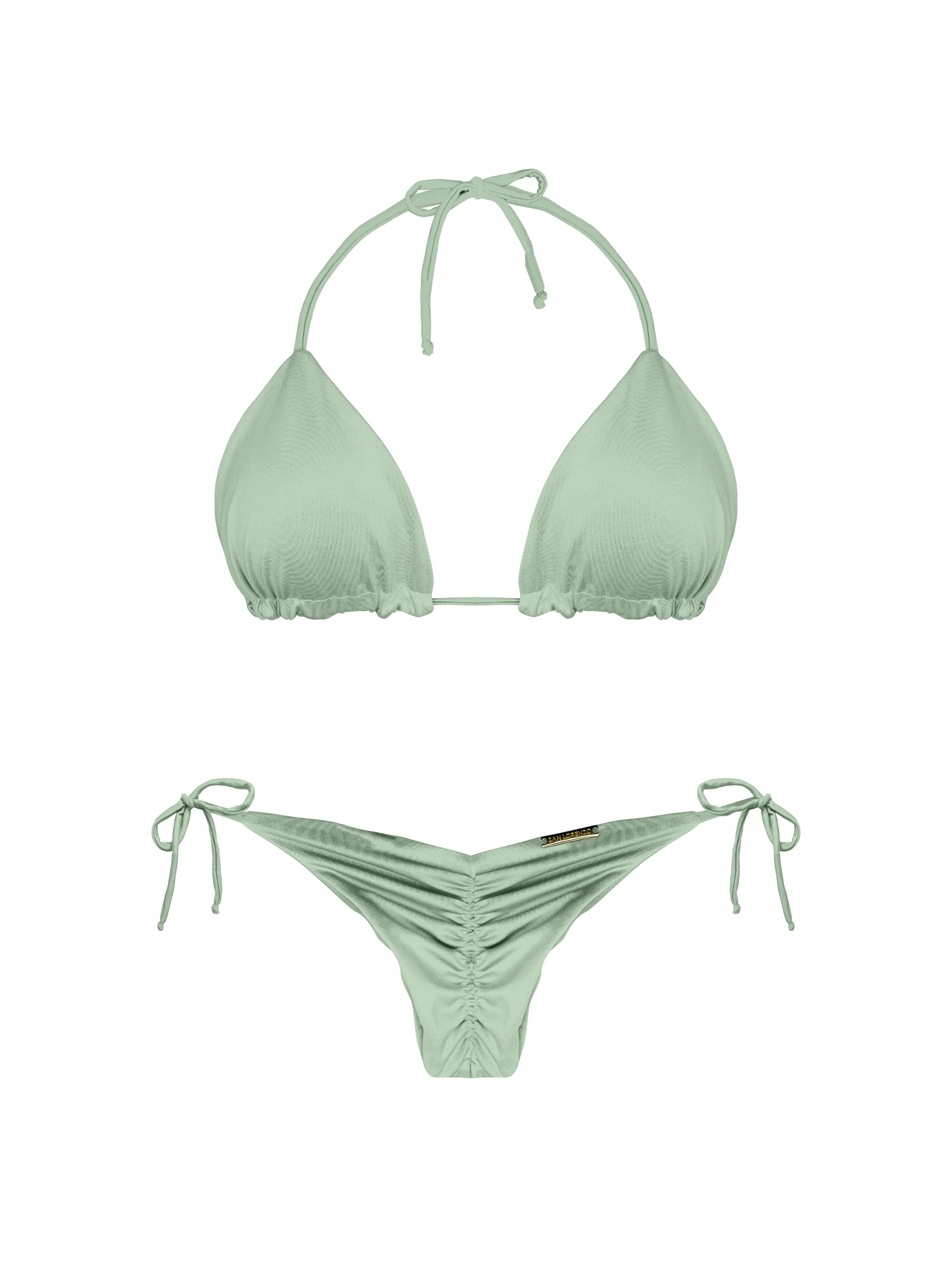 Essential Solids Moss Oasis Rounded Triangle Bikini Top - Image 9