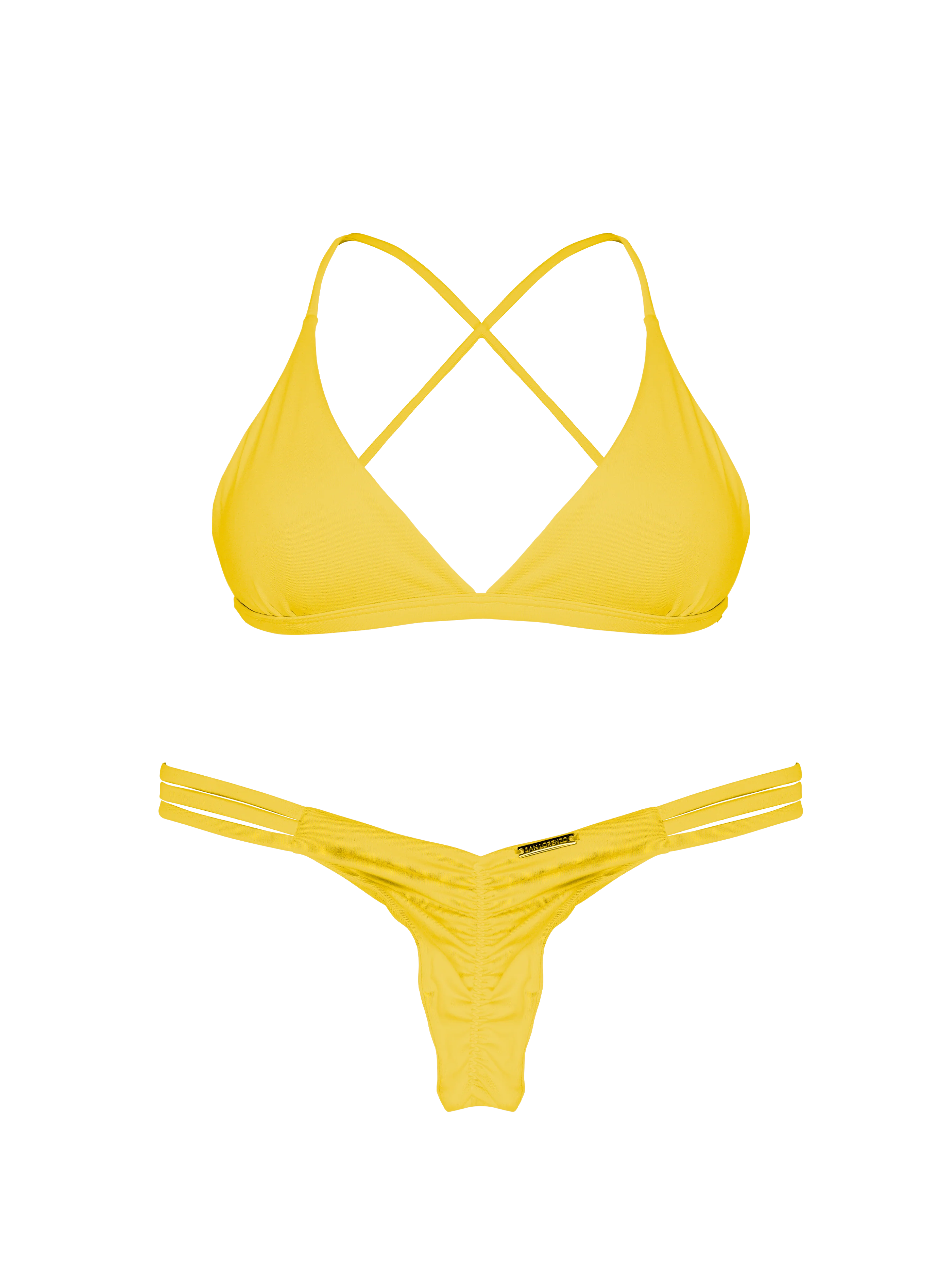 Essential Solids Citrine Cross Back Bikini Top - Image 6