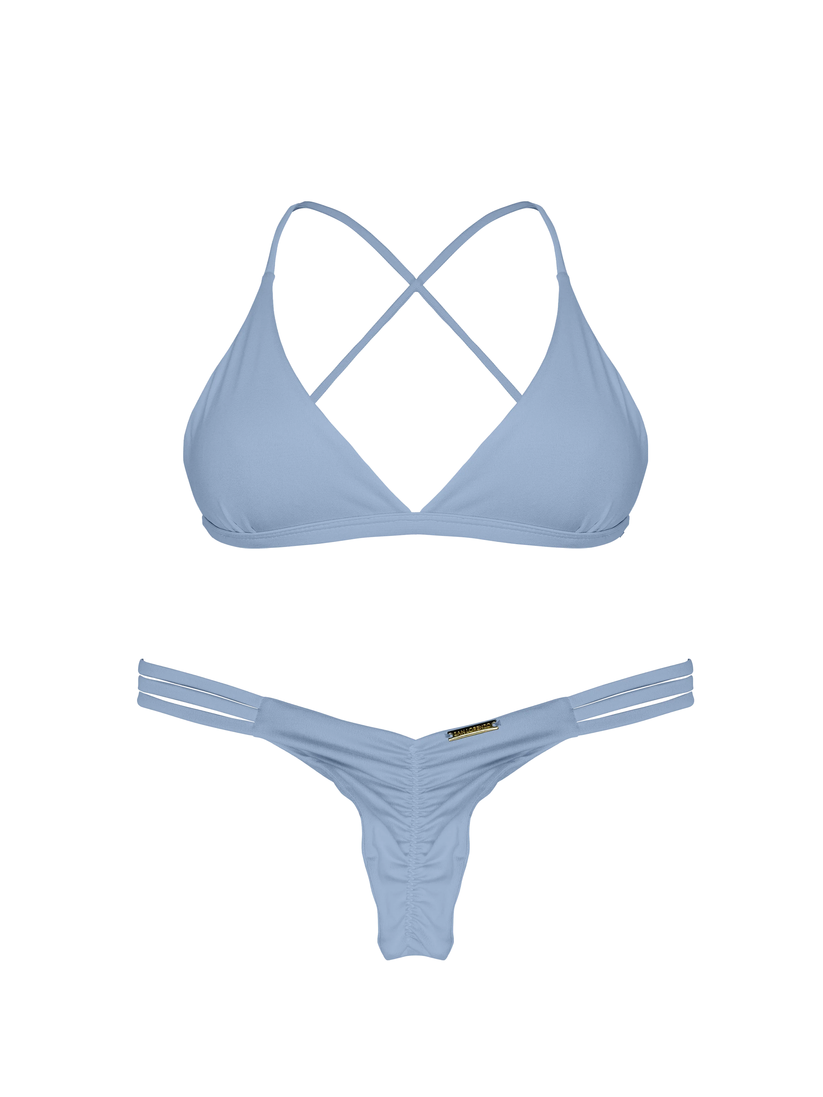 Essential Solids Dreamy Sky Ruched Hipster Strap Bikini Bottom - Image 9