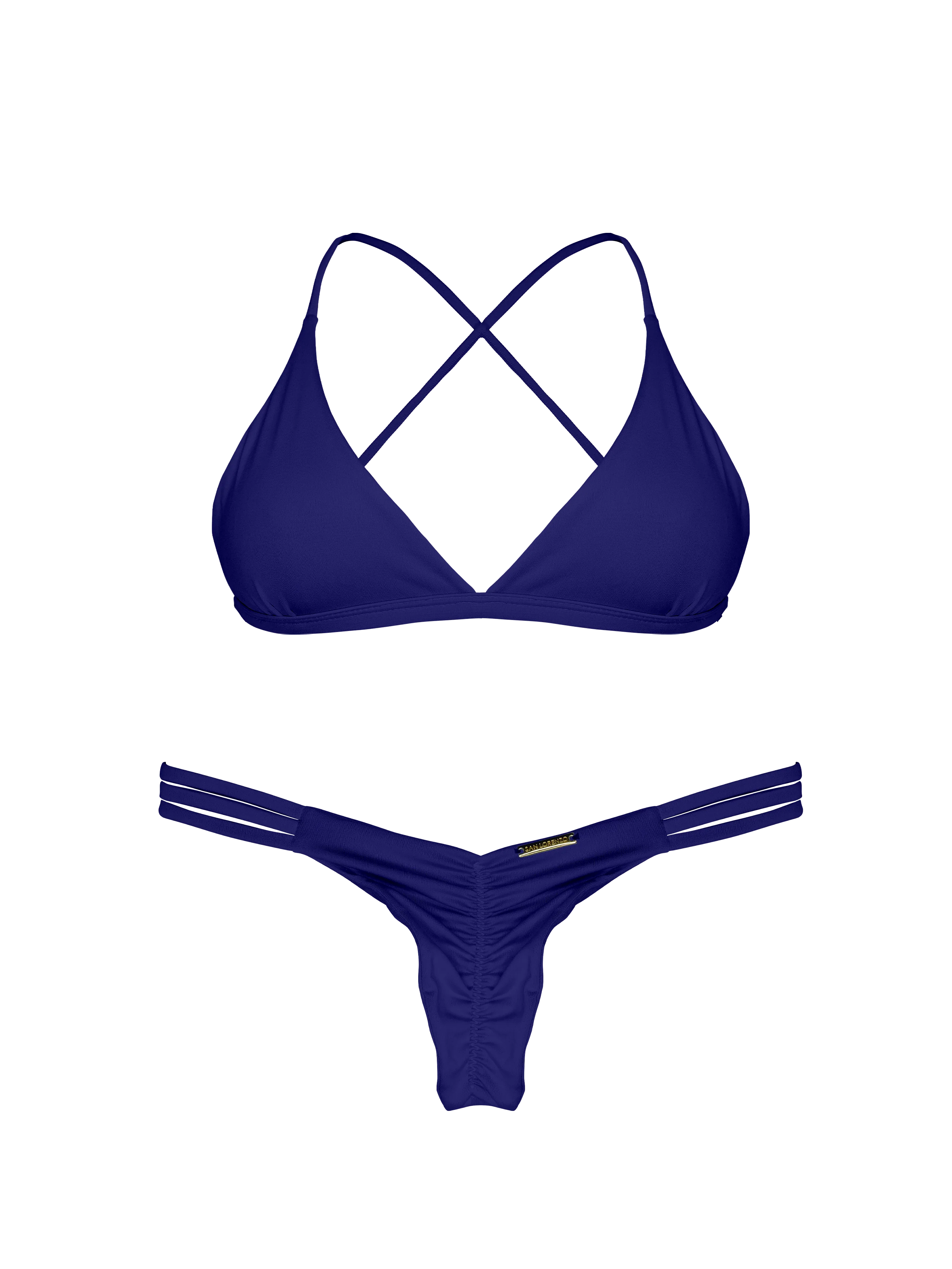 Essential Solids Royal Velvet Cross Back Bikini Top - Image 10