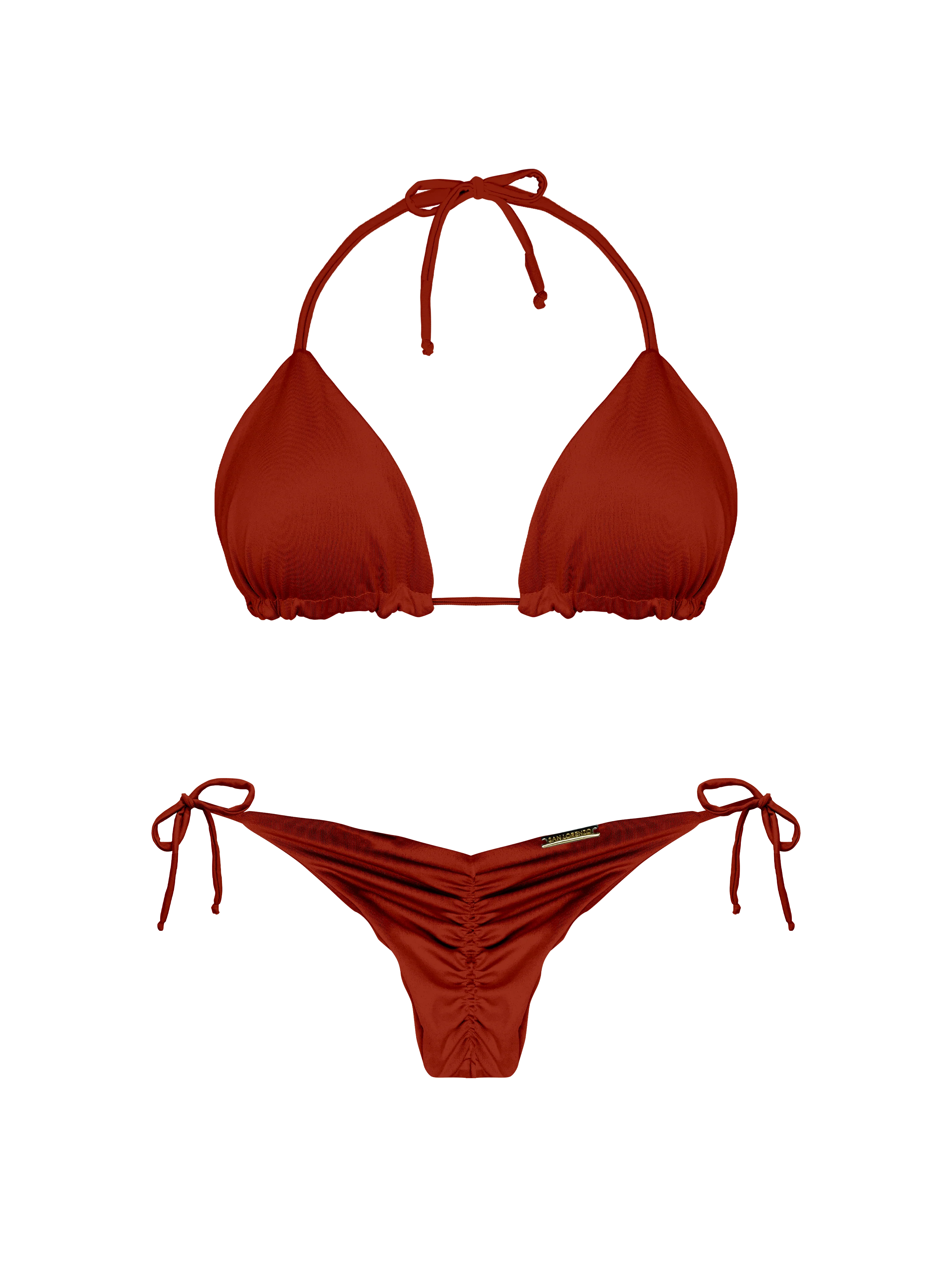 Essential Solids Cocoa Bean Rounded Triangle Bikini Top - Image 11