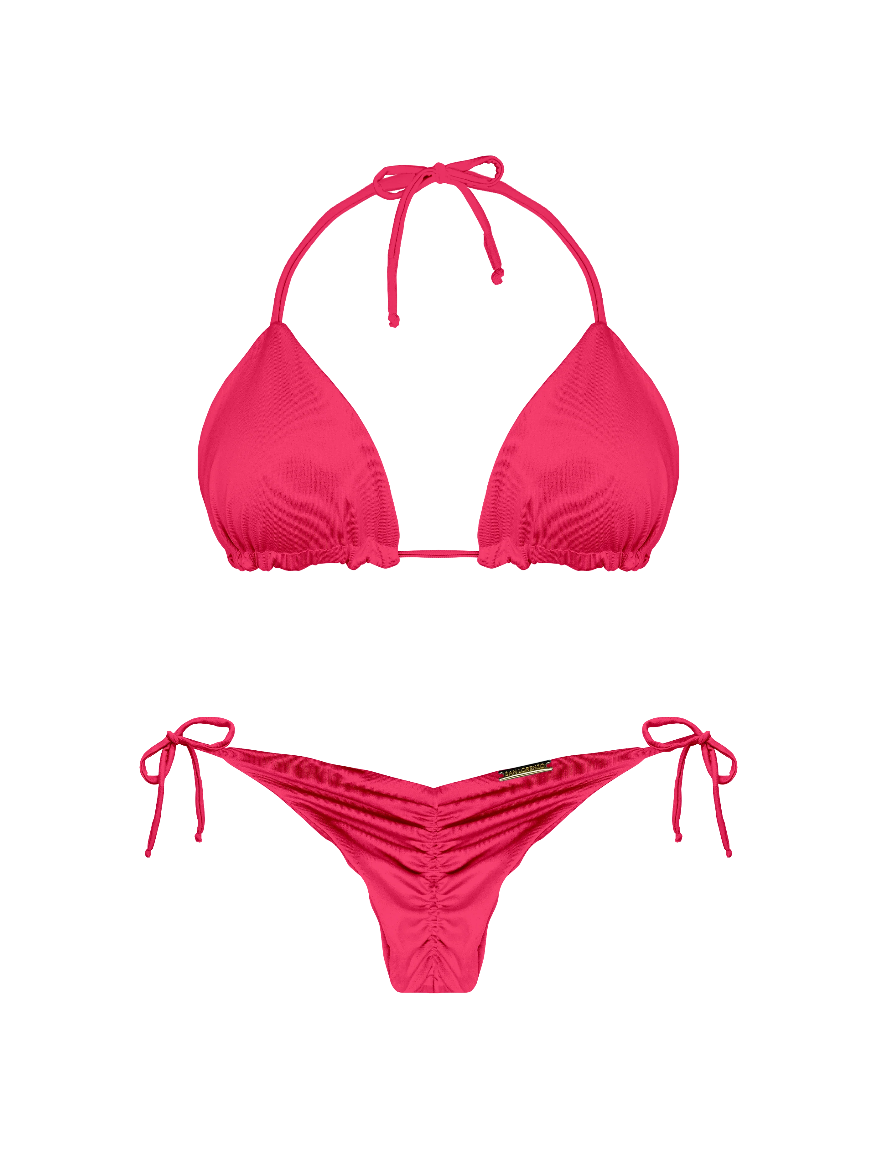 Essential Solids Pink Fusion Rounded Triangle Bikini Top - Image 10