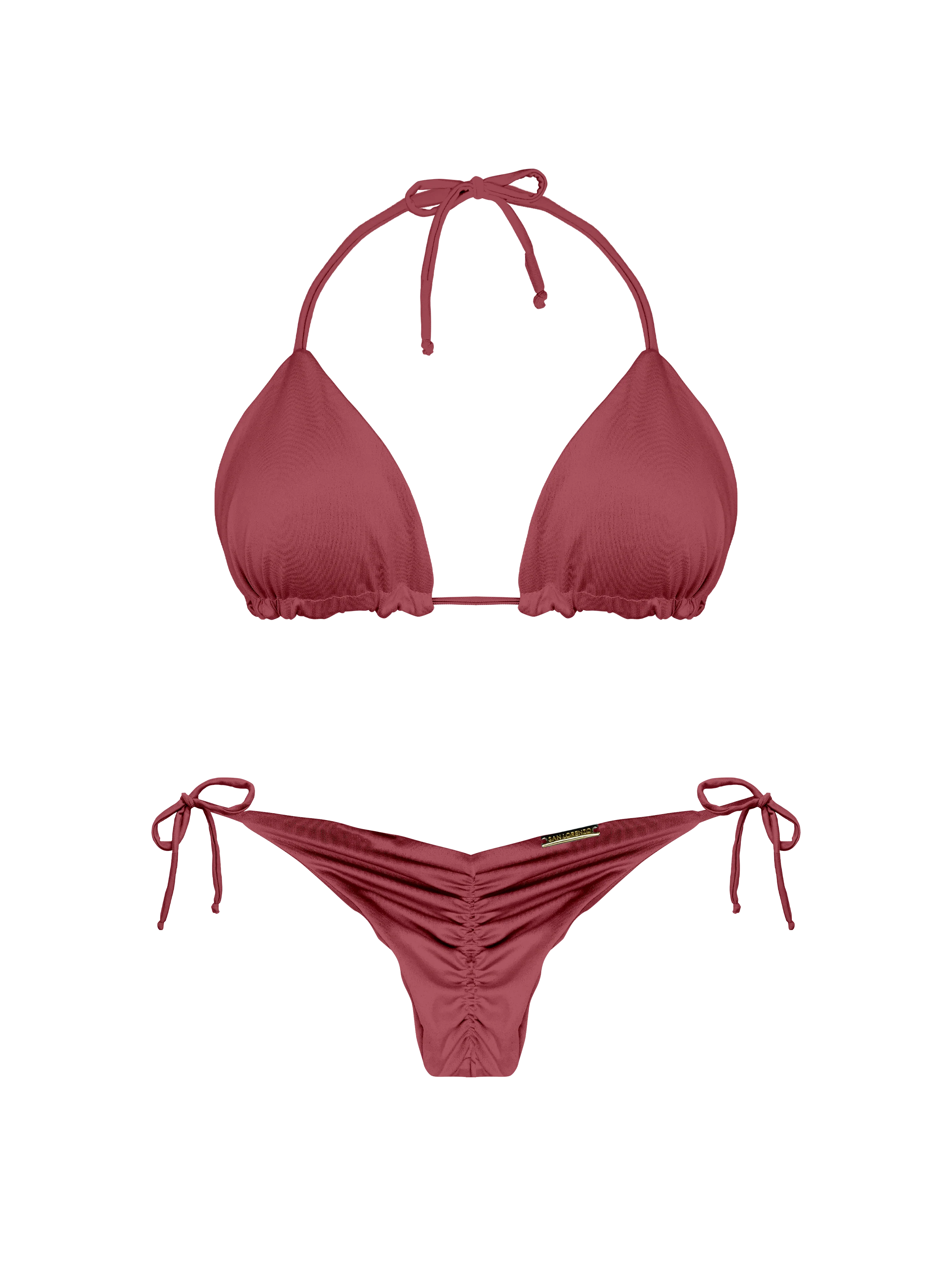 Essential Solids Taupe Truffle Rounded Triangle Bikini Top - Image 9