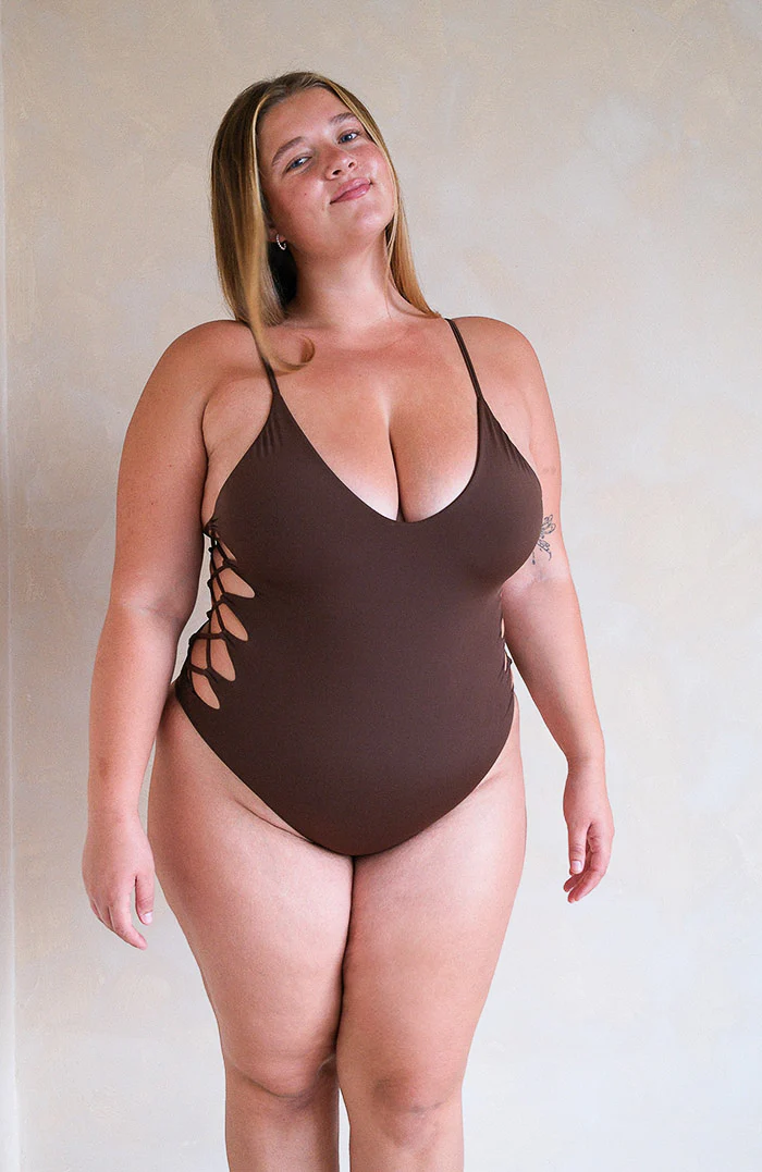 Eterna Chocolate Side Lace Up Bikini One Piece - Image 11