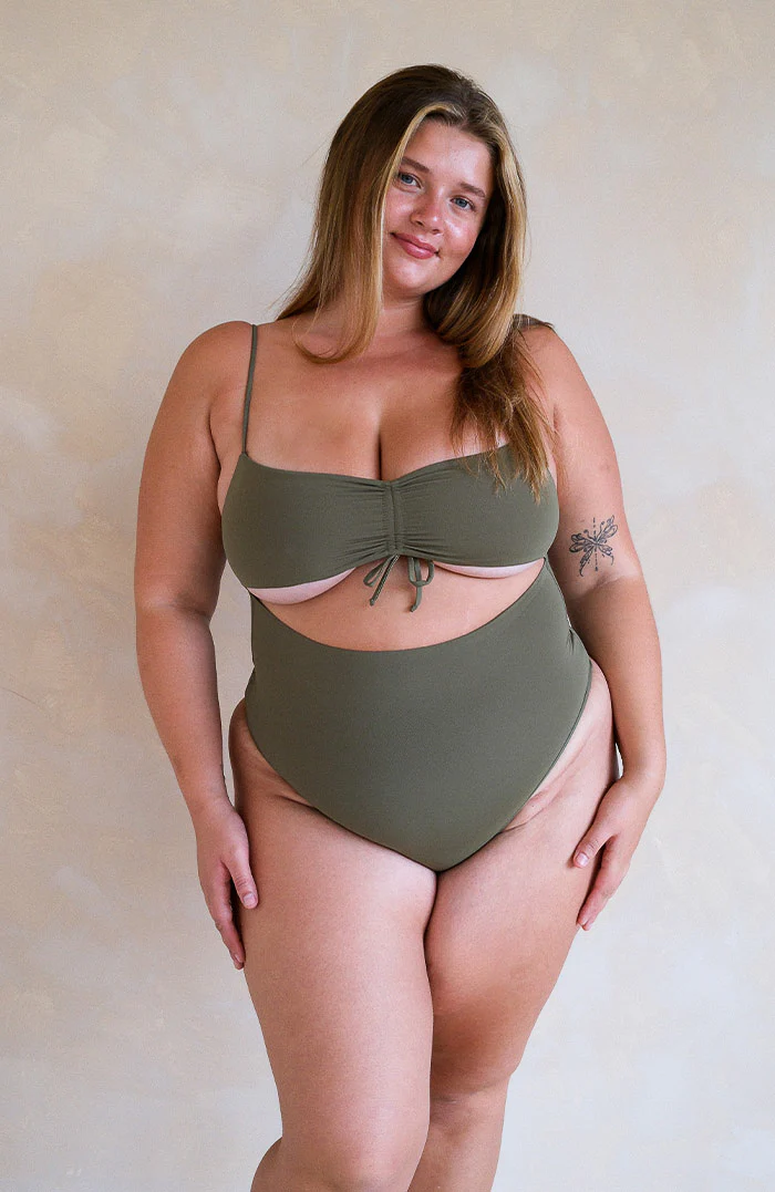 Eterna Lush Olive Retro Cut Out Bikini One Piece - Image 11