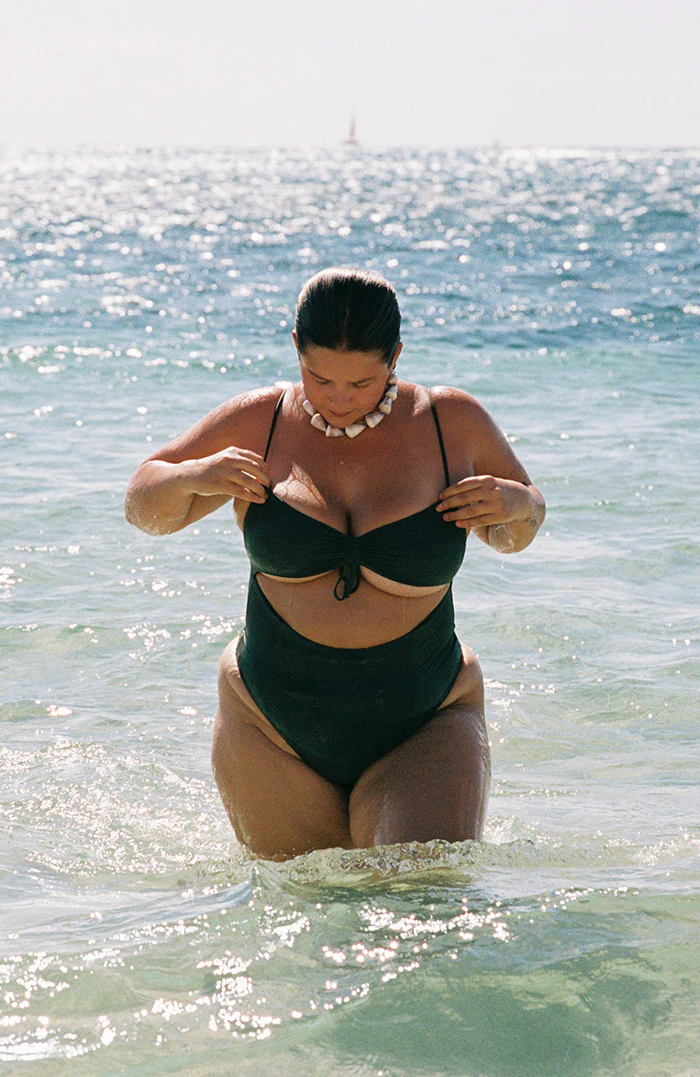 Eterna Lush Olive Retro Cut Out Bikini One Piece - Image 4