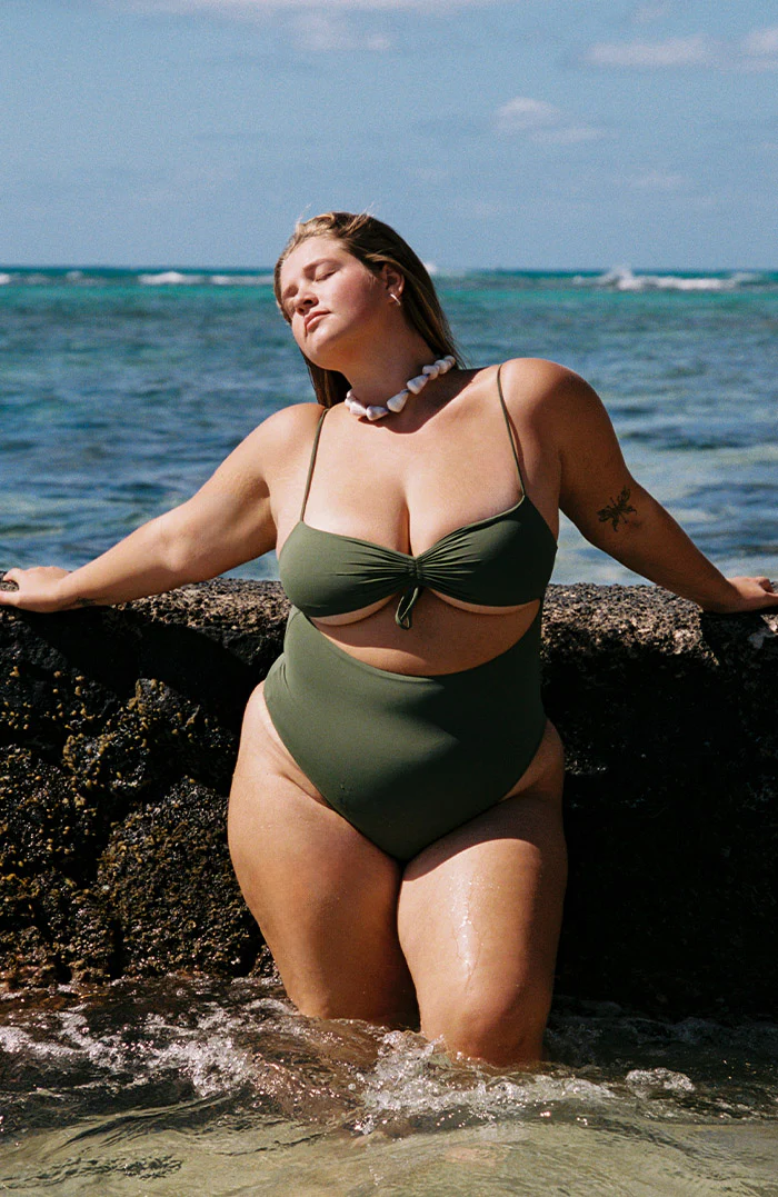 Eterna Lush Olive Retro Cut Out Bikini One Piece - Image 6