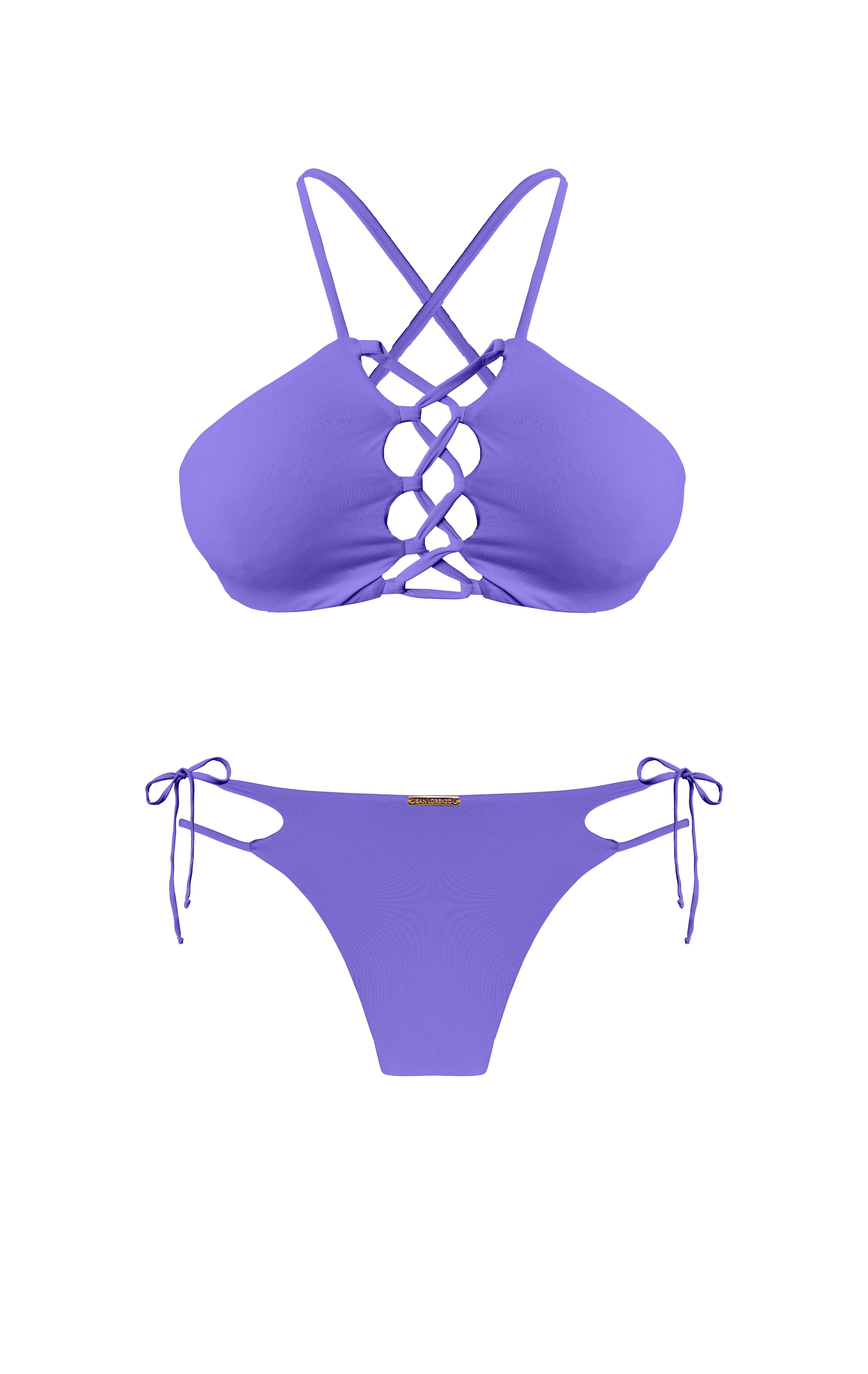 Island Palms Lavender Clouds High Neck String Bikini Top - Image 4