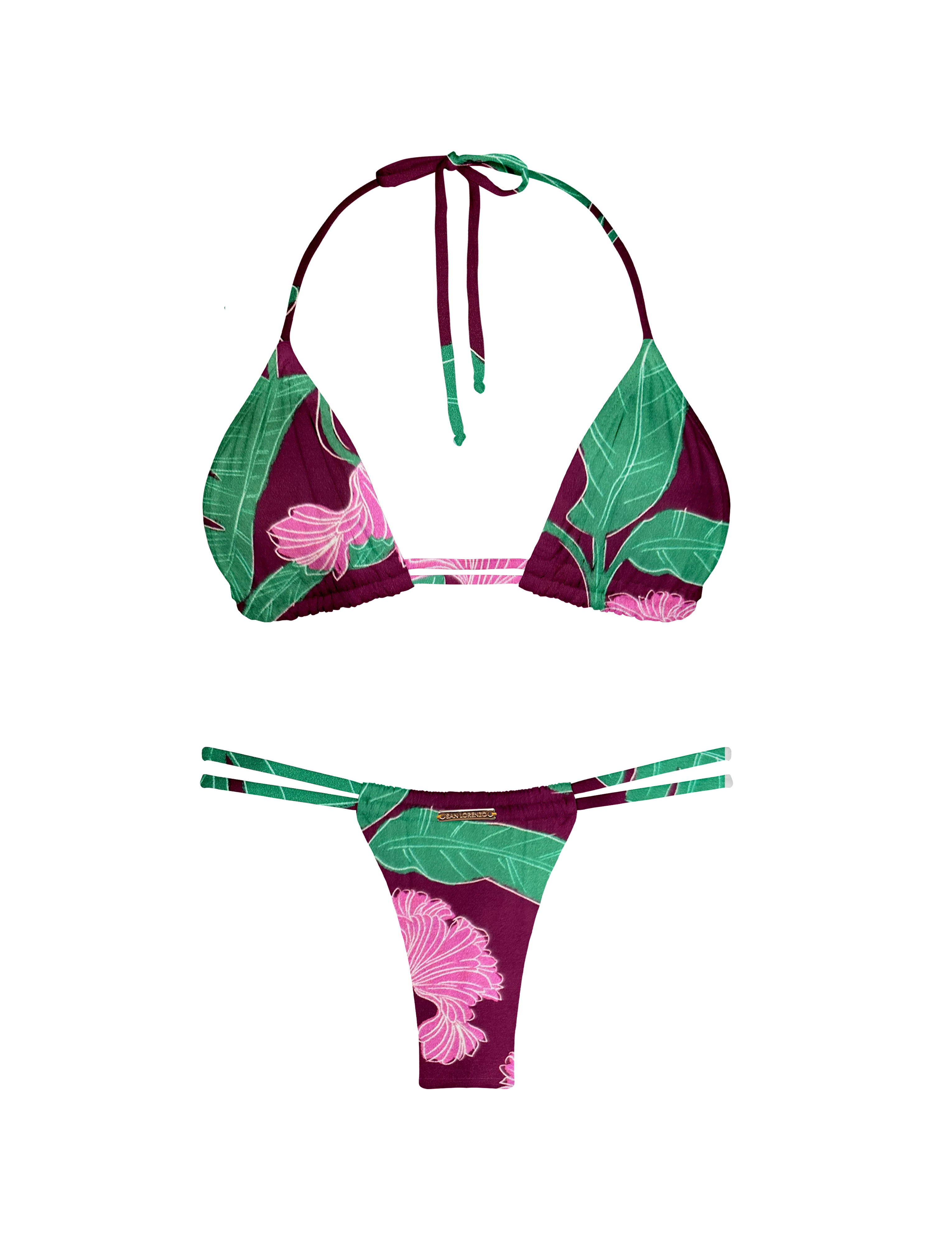 Kaia Floral Plum Double Loop String Bikini Bottom - Image 13