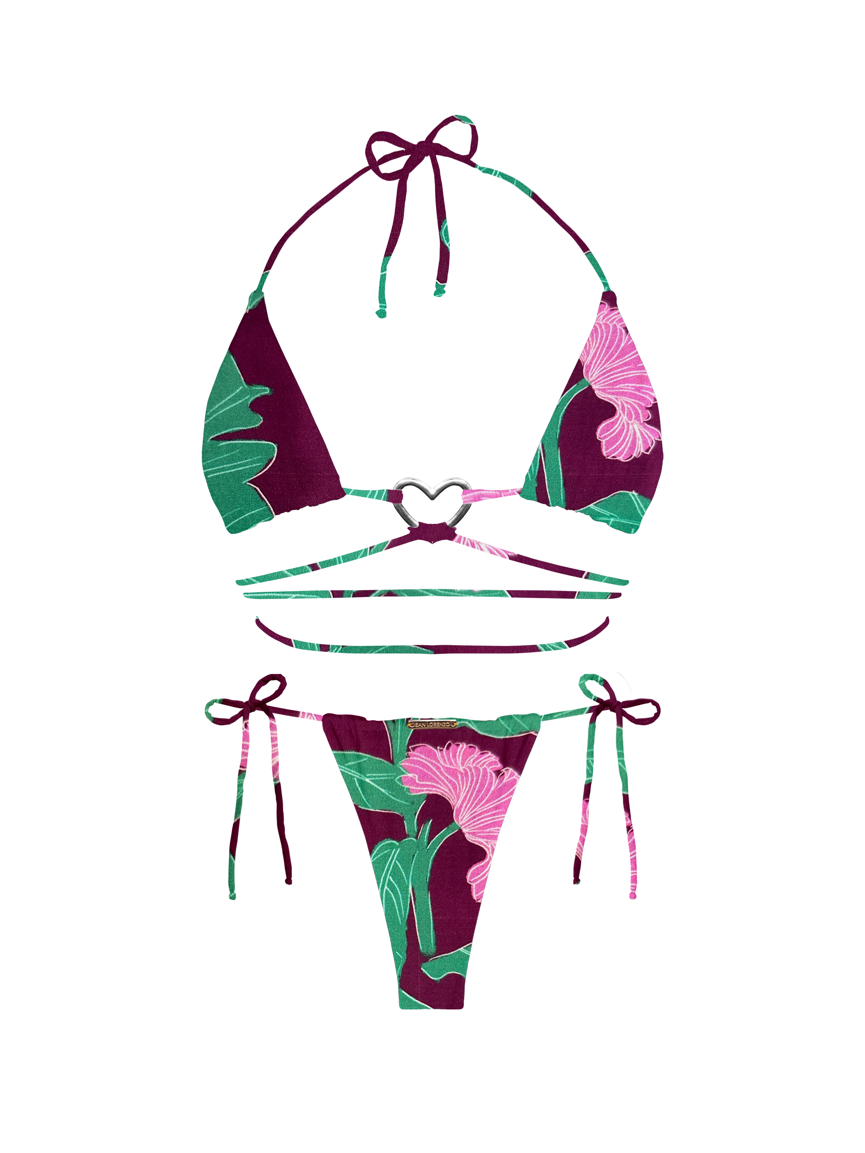Kaia Floral Plum Multi String Bikini Top - Image 13