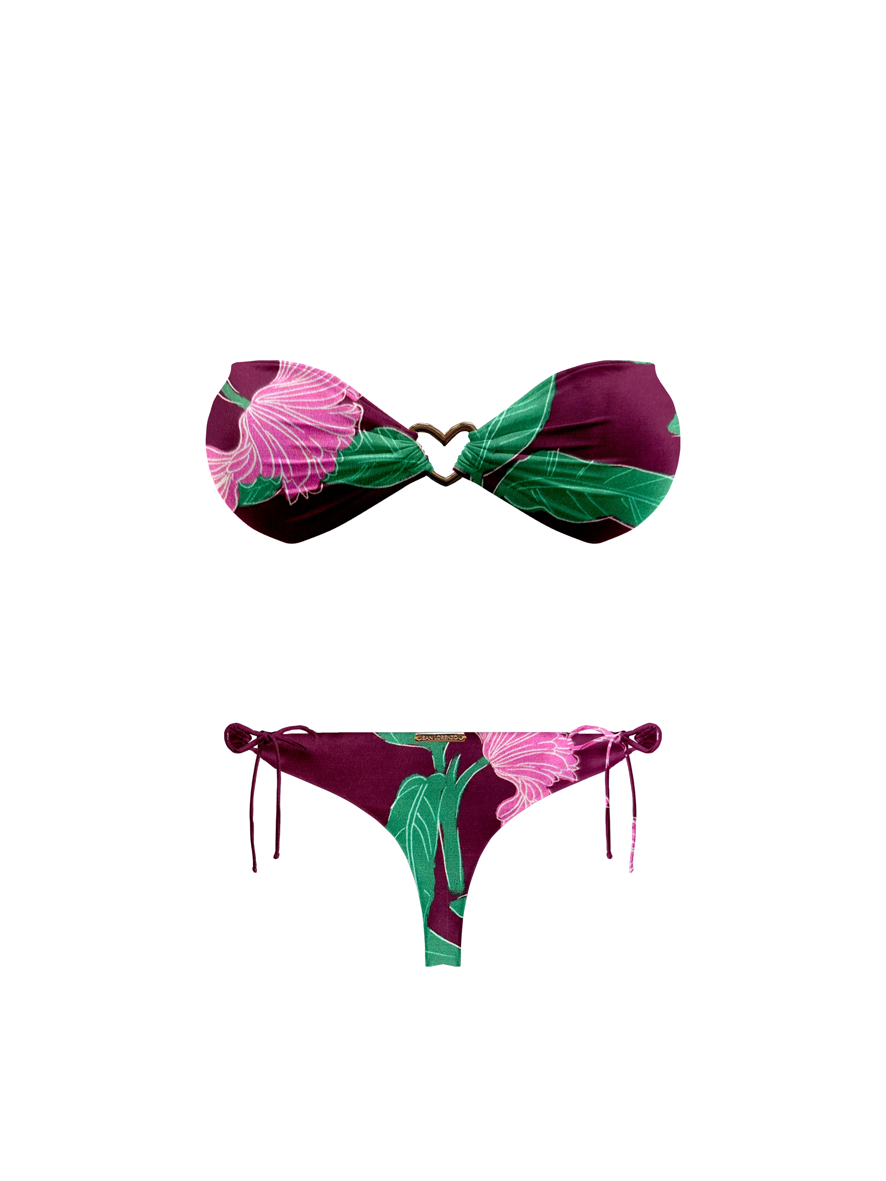 Kaia Floral Plum Thong Tie Loop Bikini Bottom - Image 12