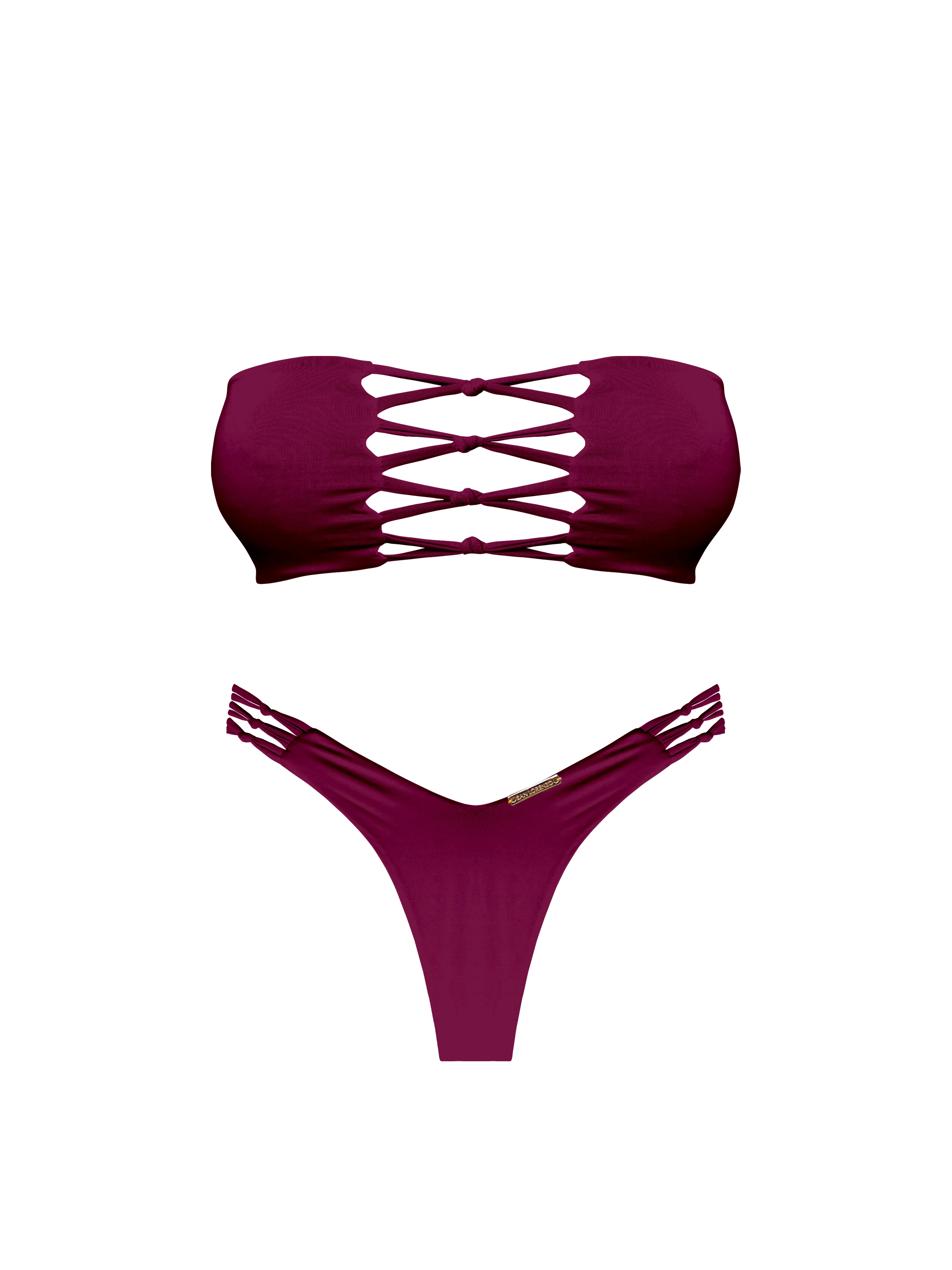 Kaia Mahogany Braided Bandeau Bikini Top - Image 12