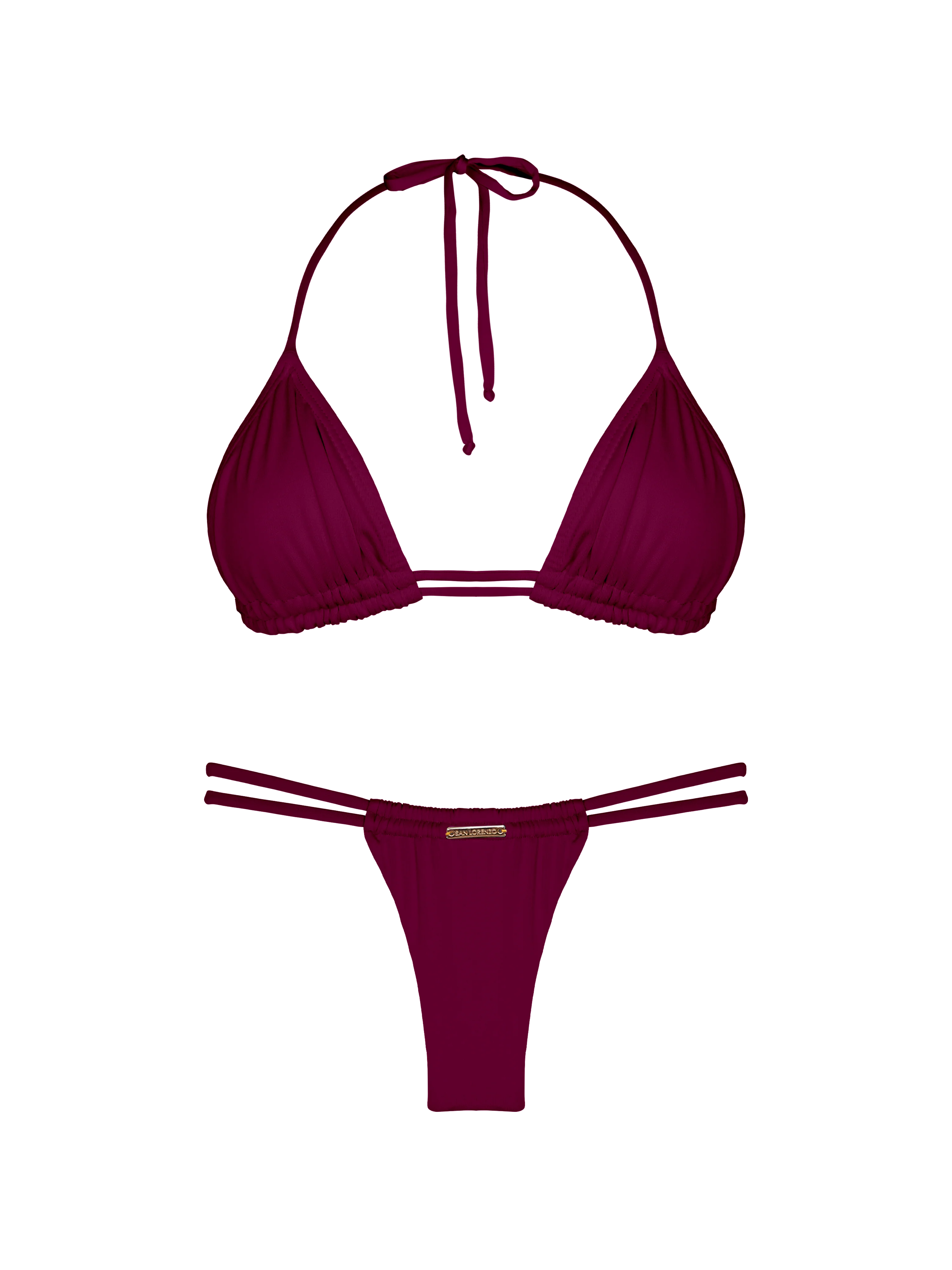 Kaia Mahogany Double Loop String Halter Bikini Top - Image 16