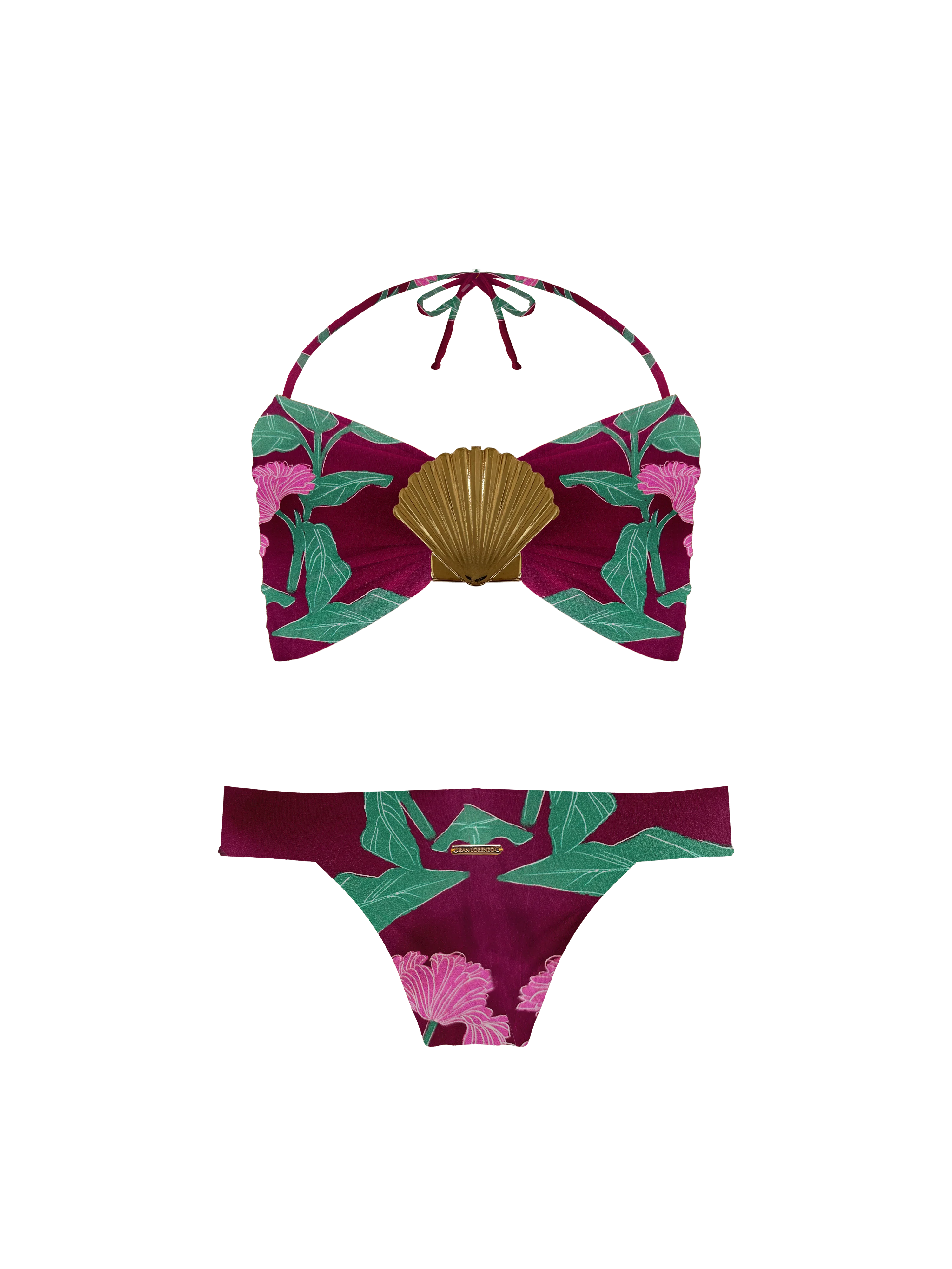 Keiki Kaia Floral Plum Shell Bandeau Bikini Top - Image 7