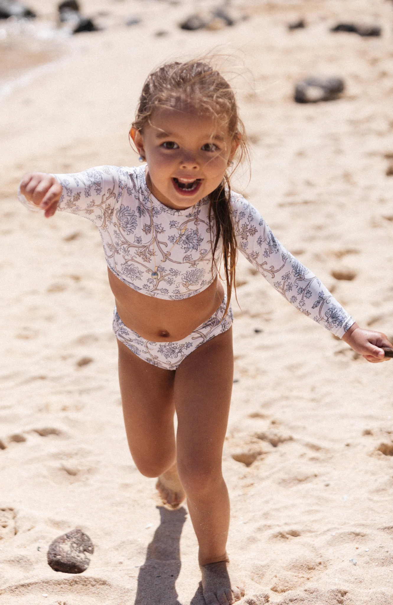 Keiki L'Amour Chantilly Lace Long Sleeve Cropped Top