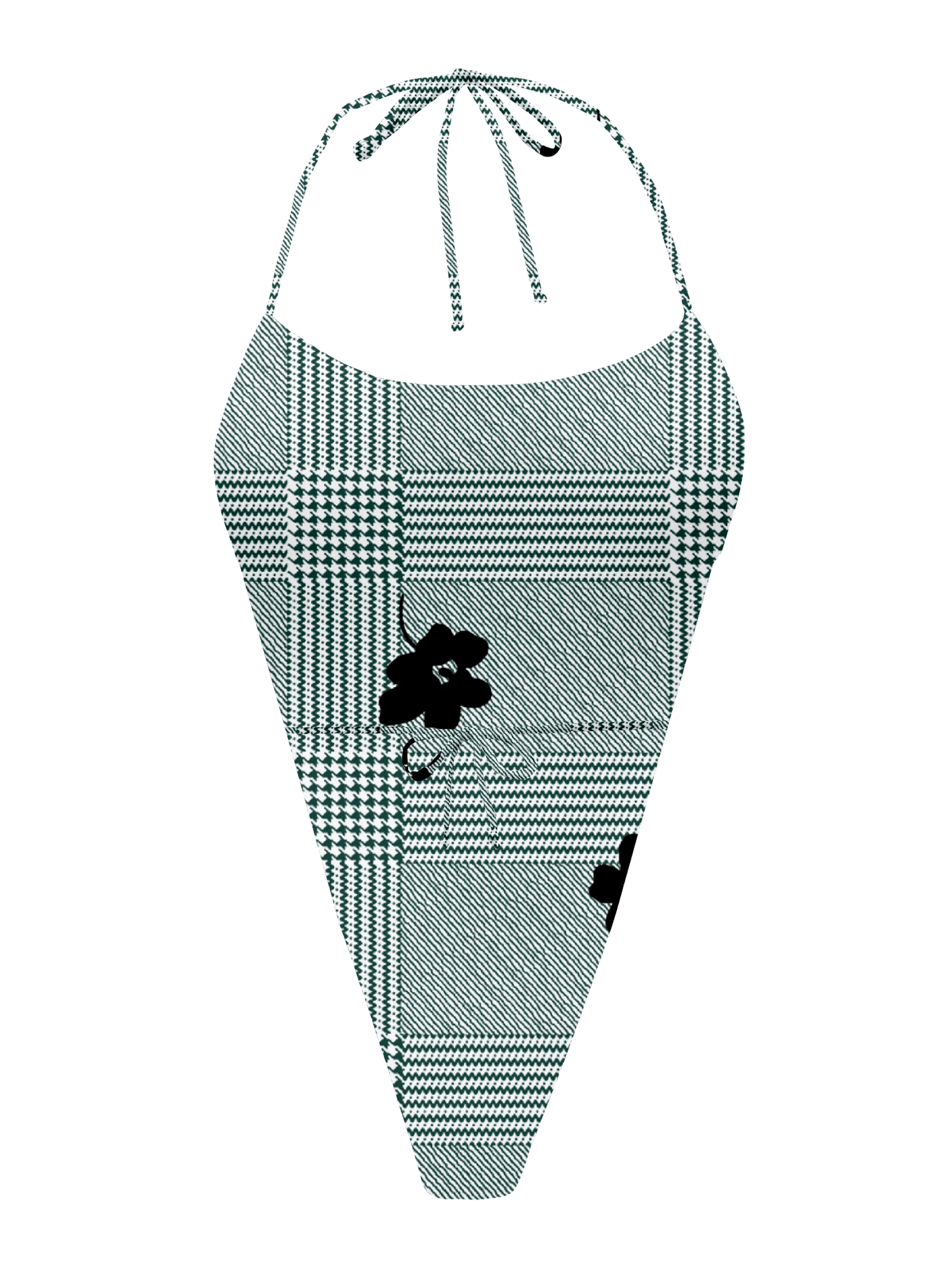 L'Amour Black Roses Triangle Thong Tie One Piece Bikini - Image 12