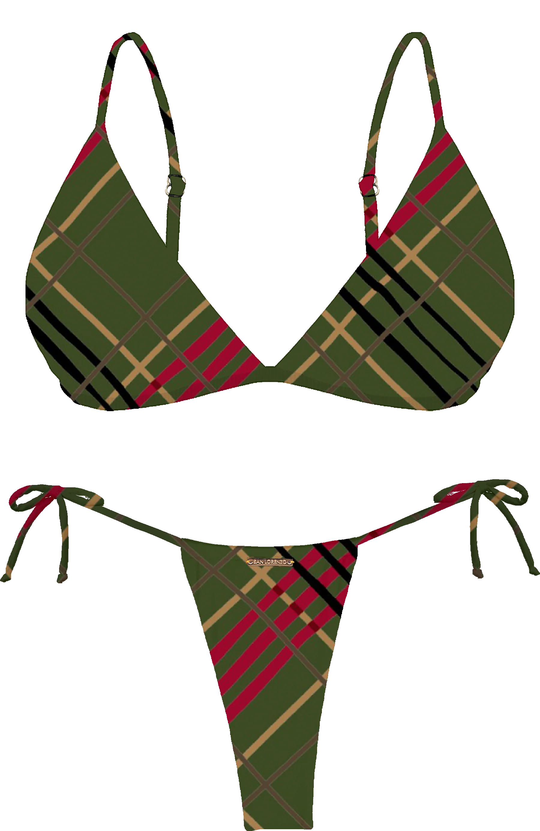 L'Amour Scottish Plaid Sliding Thin Brief Bikini Bottom - Image 8
