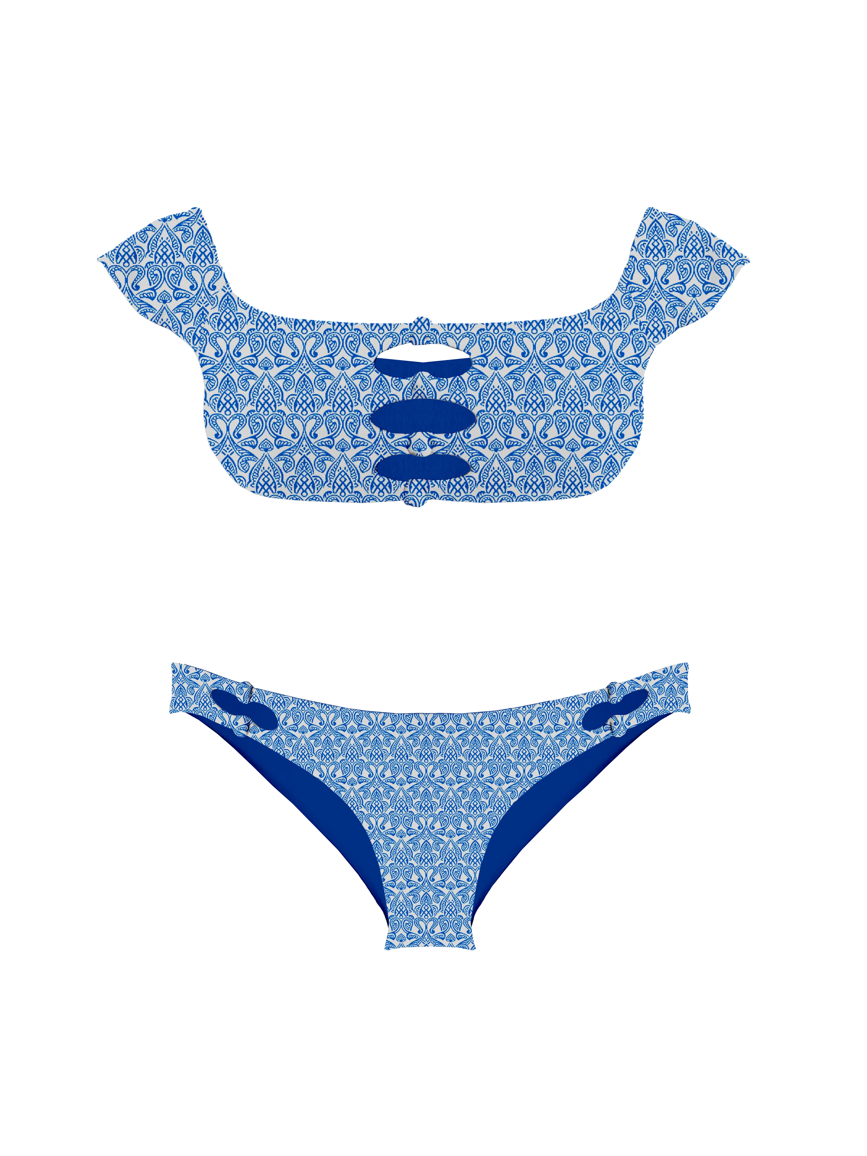 Marrakesh Zellige Zephyr Shoulder Bandeau Knotted Bikini Top - Image 12