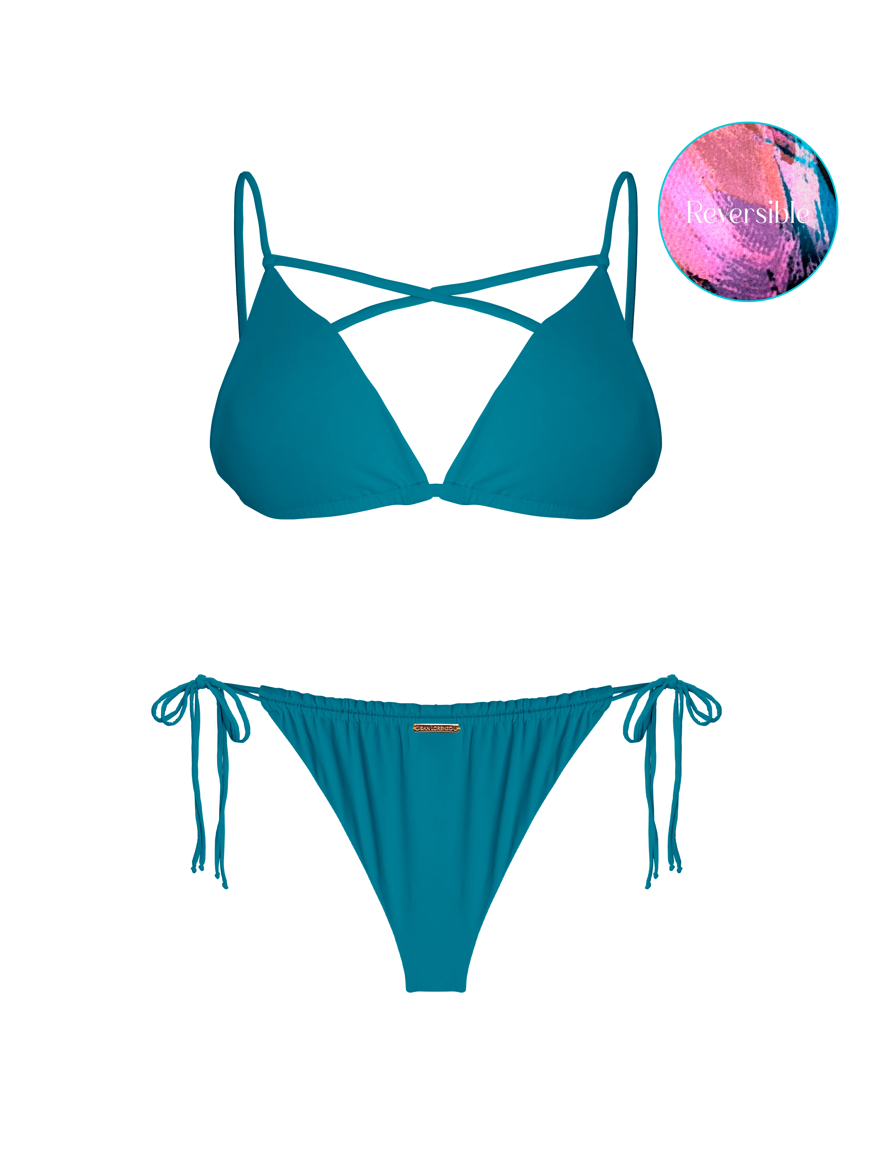 80’s Muse Cyan Amazonite Cross Front Halter Bikini Top - Image 7