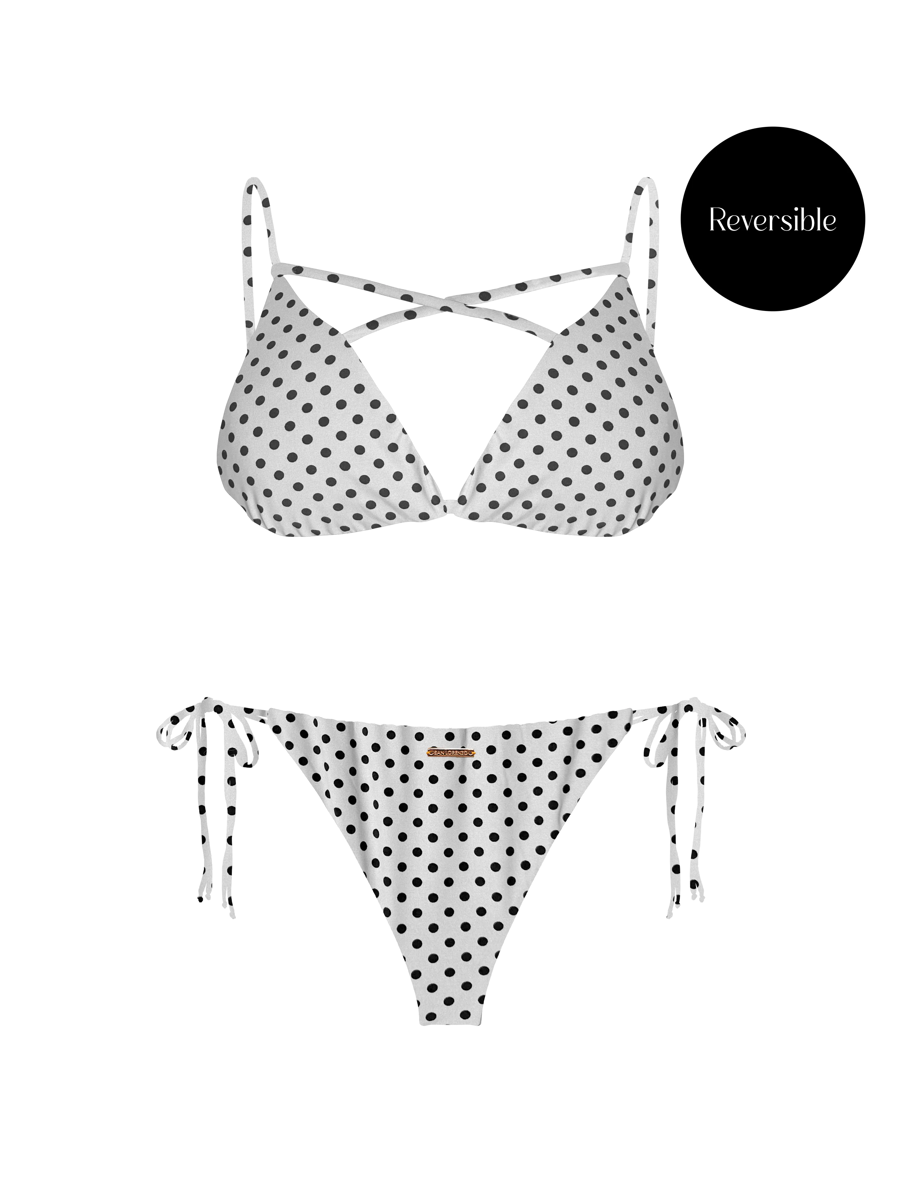 80’s Muse Noir and Blanc Double Loop String Bikini Bottom - Image 8
