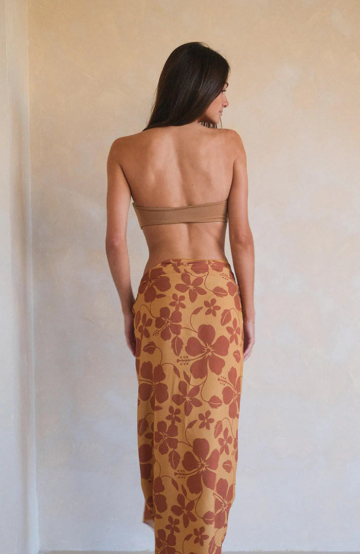 Mustard Brown Hibiscus Sarong - Image 2