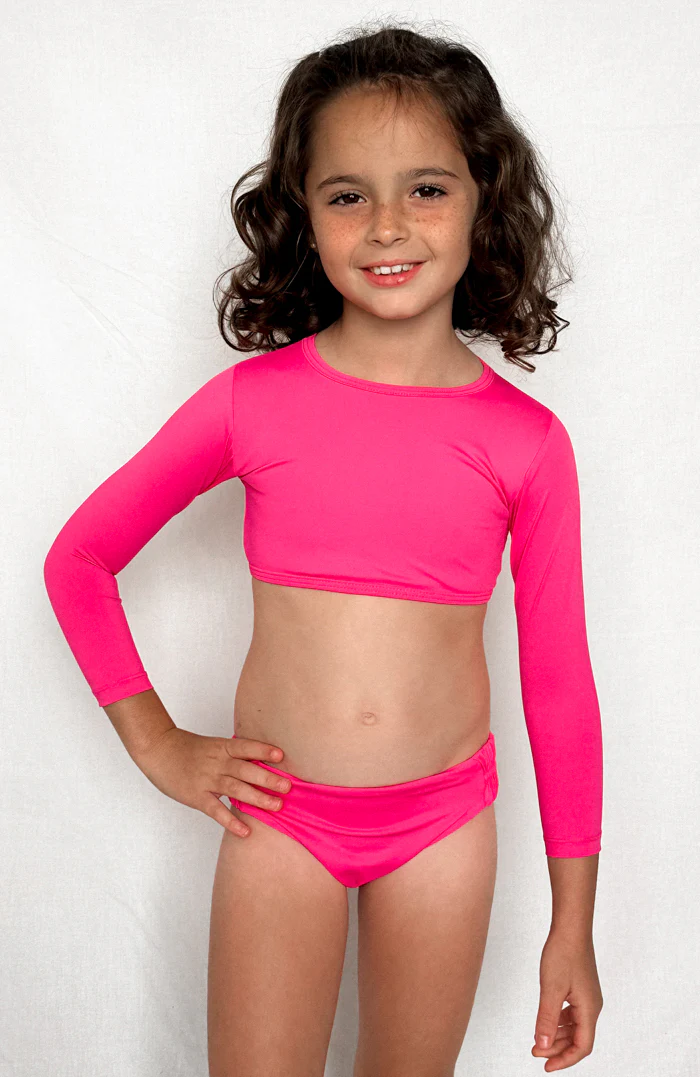 Keiki Paradiso Lush Pink Long Sleeve Cropped Top