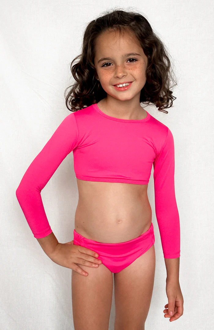 Keiki Paradiso Lush Pink Long Sleeve Cropped Top - Image 3