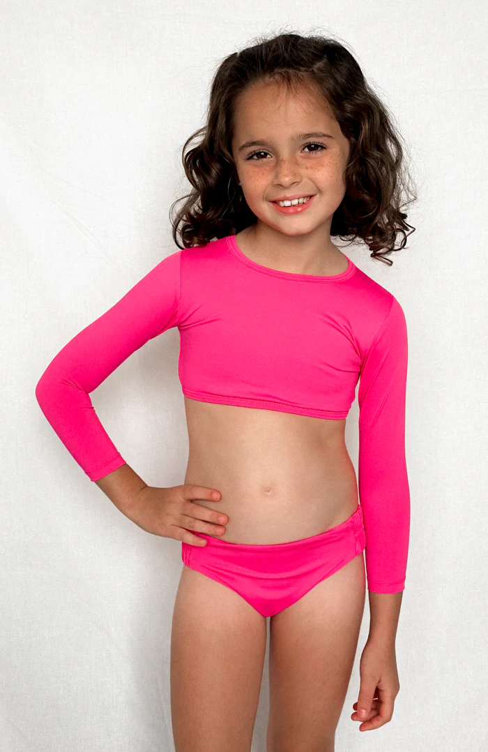 Keiki Paradiso Lush Pink Long Sleeve Cropped Top - Image 4