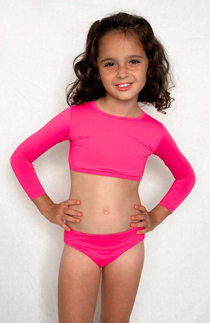 Keiki Paradiso Lush Pink Long Sleeve Cropped Top - Image 5