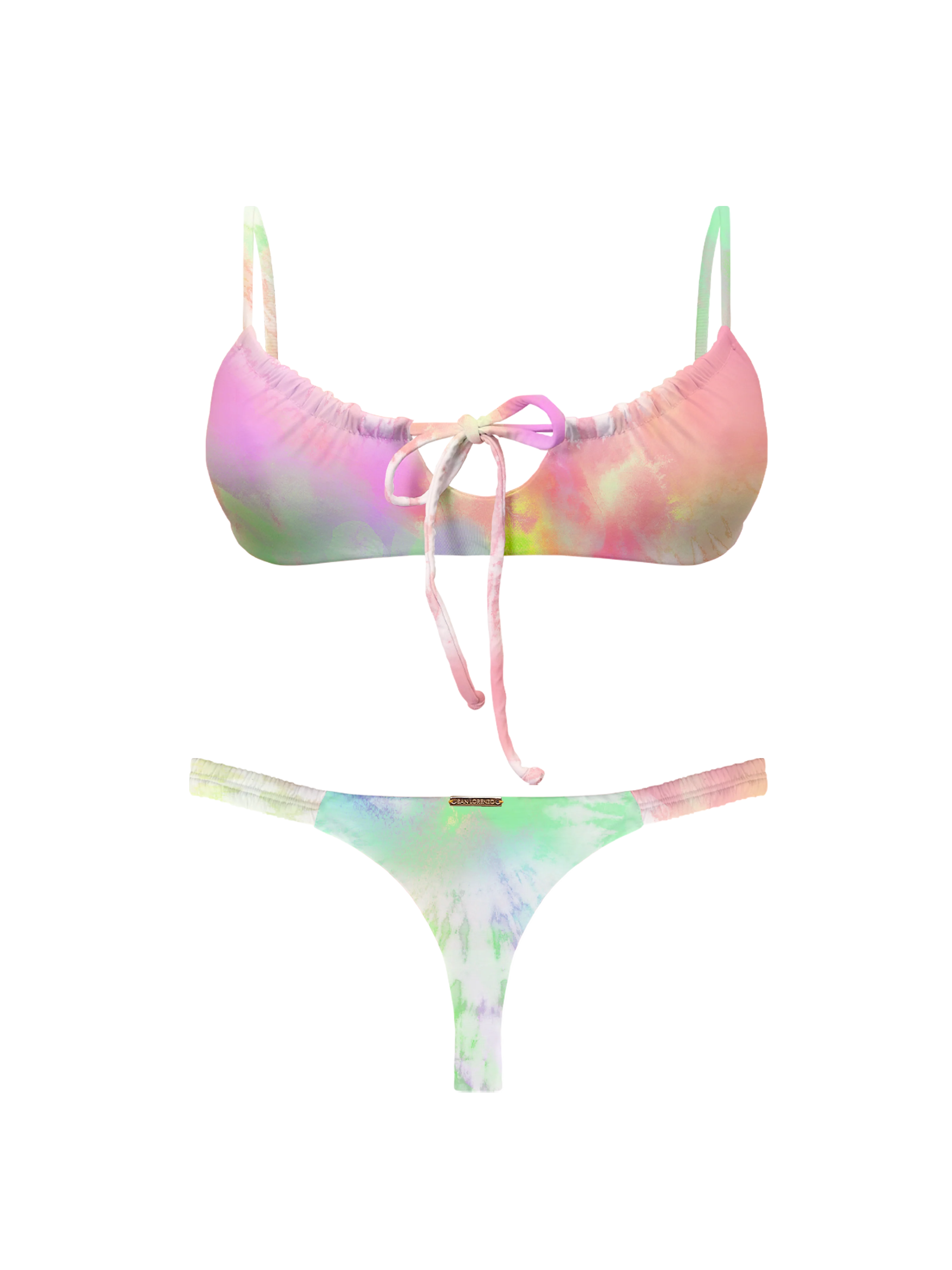 Paradiso Rainbow Ruched Scoop Bralette Bikini Top - Image 12