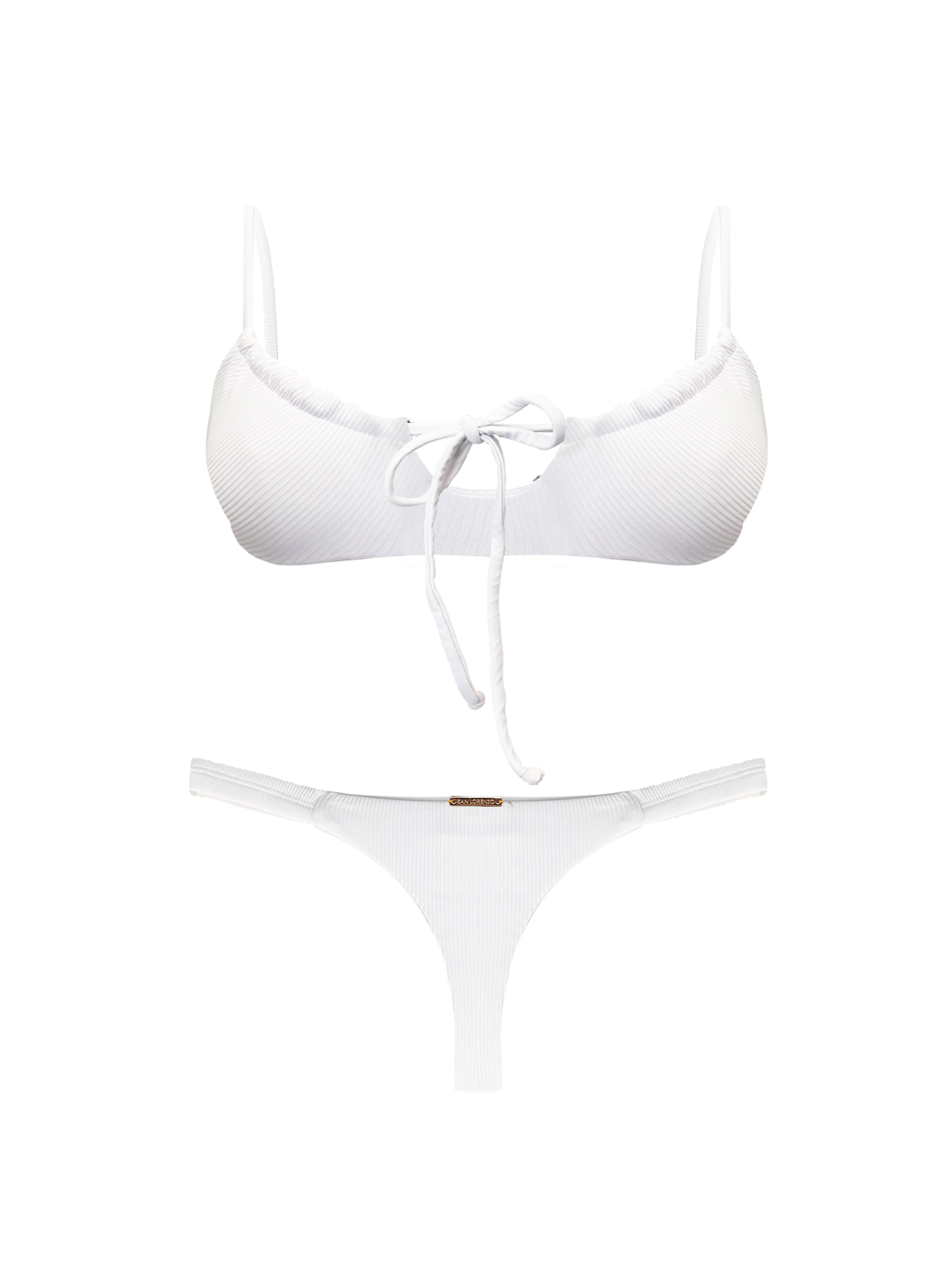 Paradiso Seashell White Ruched Scoop Bralette Bikini Top - Image 11