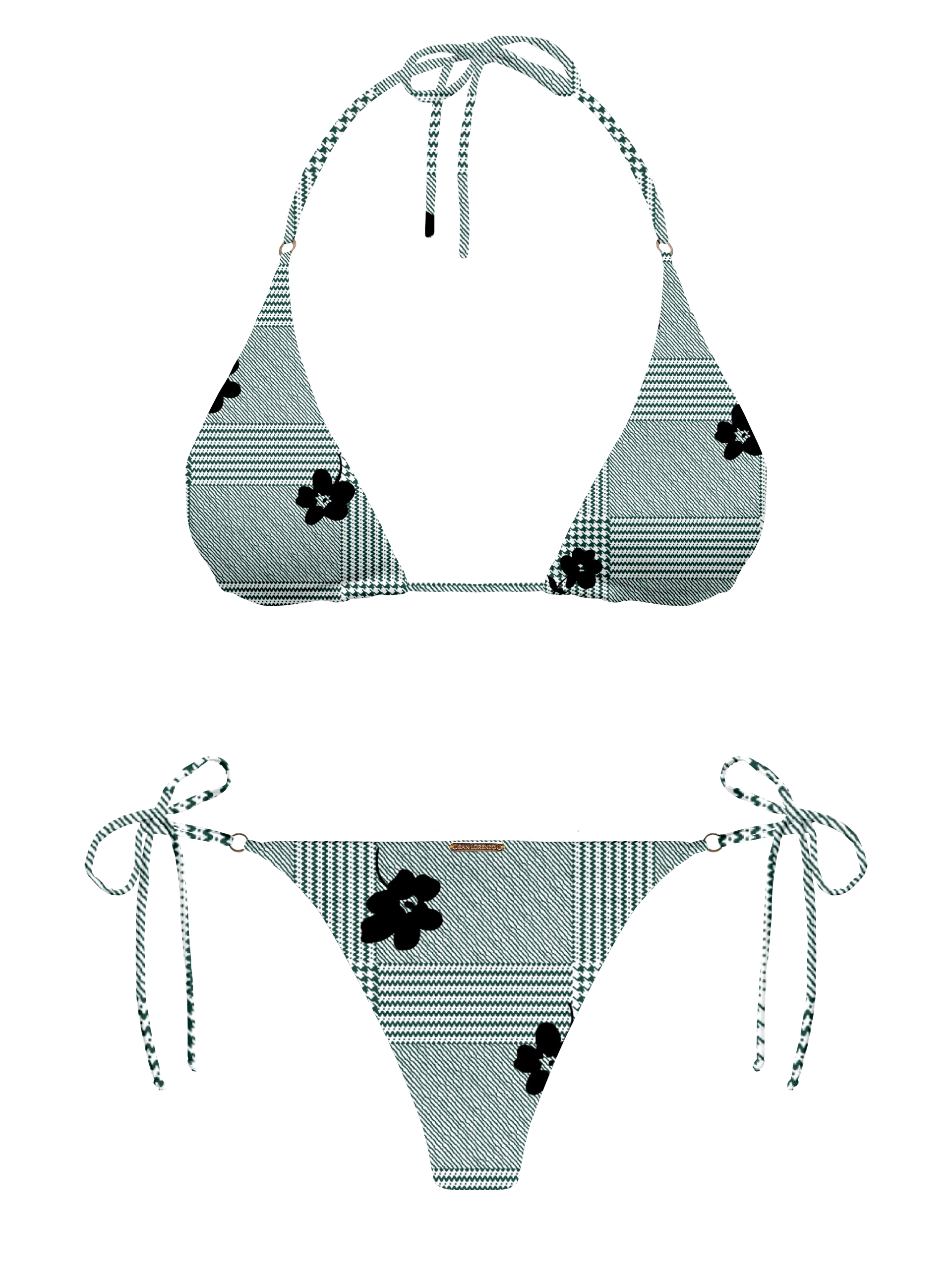 L'Amour Black Roses Hoop Ring Side Tie Bikini Bottom - Image 10