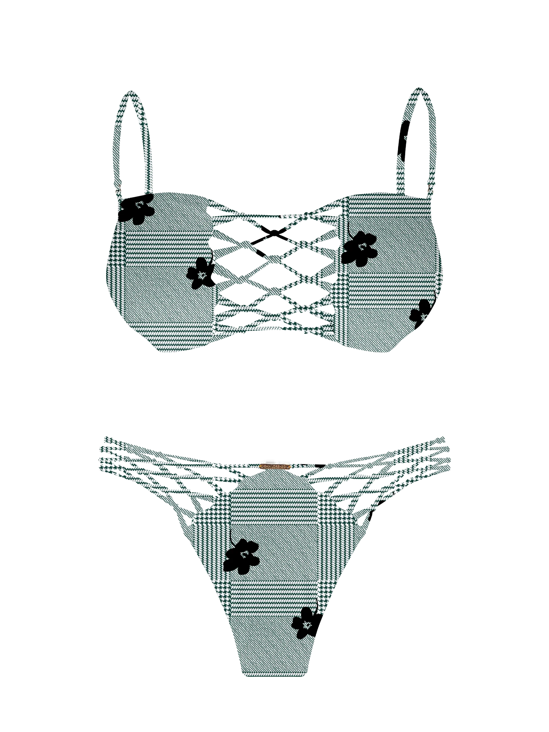 L'Amour Black Roses Interlace Bandeau Bikini Top - Image 13
