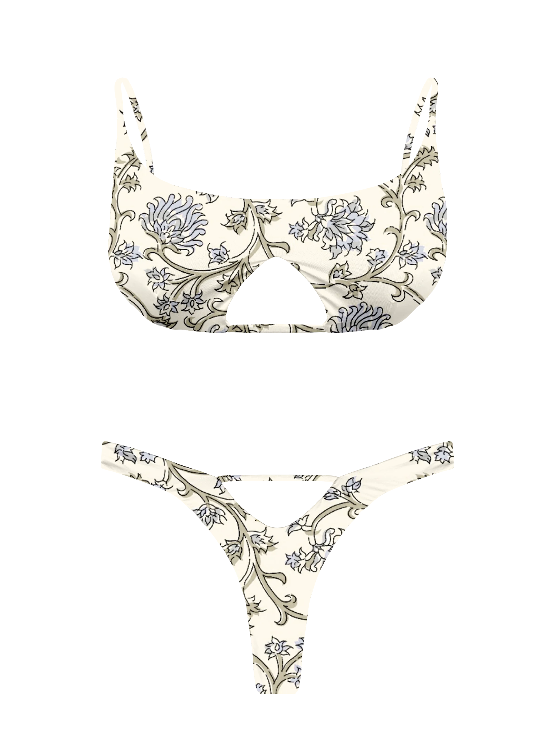 L'Amour Chantilly Lace Cut Out V-Thong Bikini Bottom - Image 14