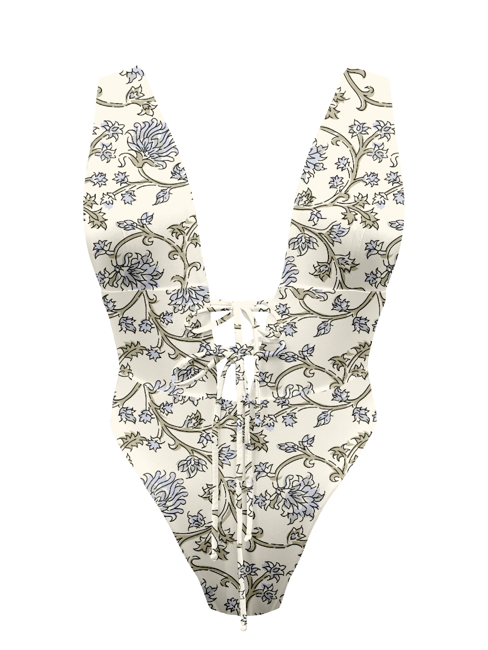 L'Amour Chantilly Lace Plunge Front Tie One Piece Bikini - Image 11