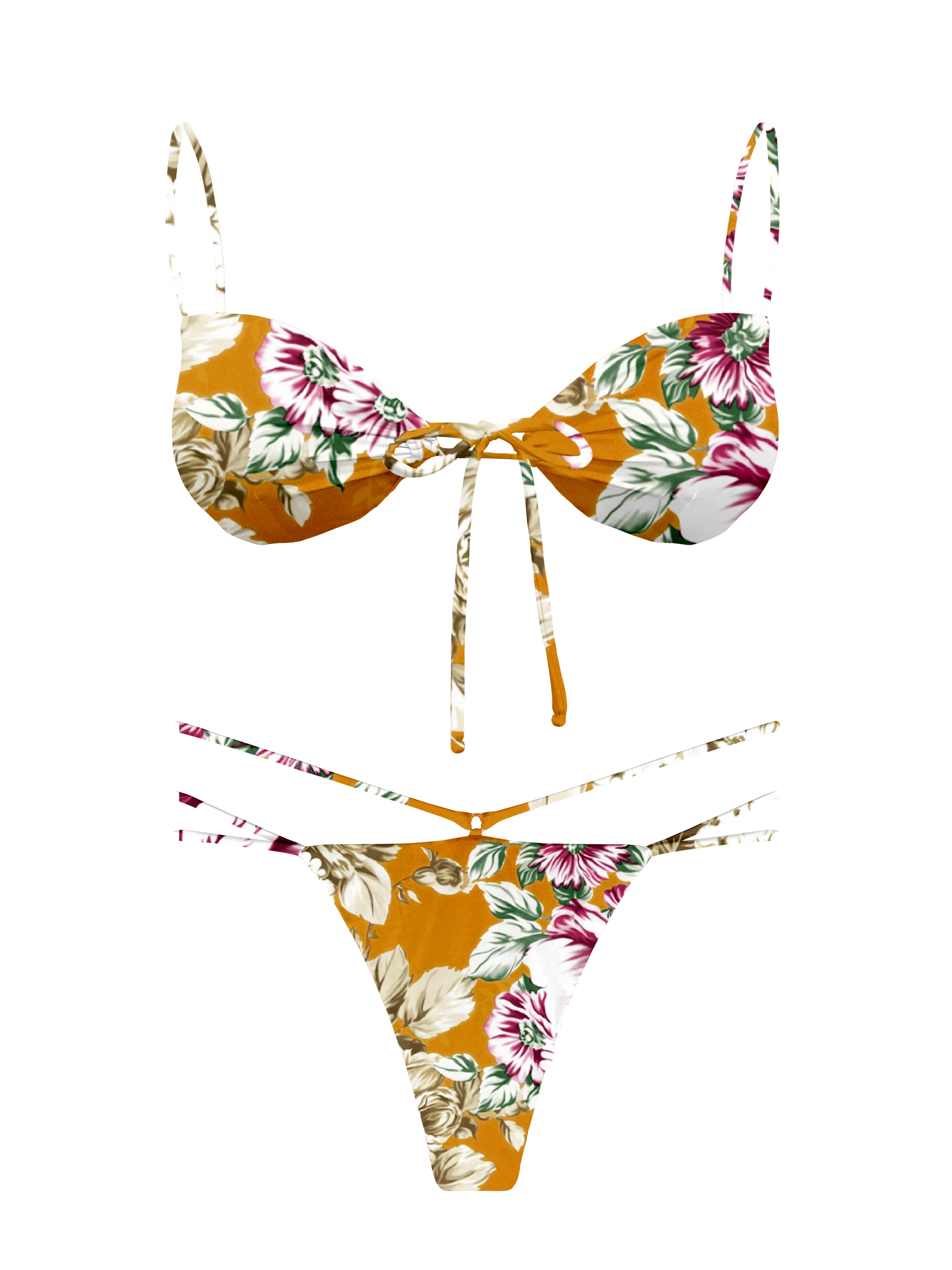 L'Amour Citrus Bloom Tie Keyhole Bikini Top - Image 12