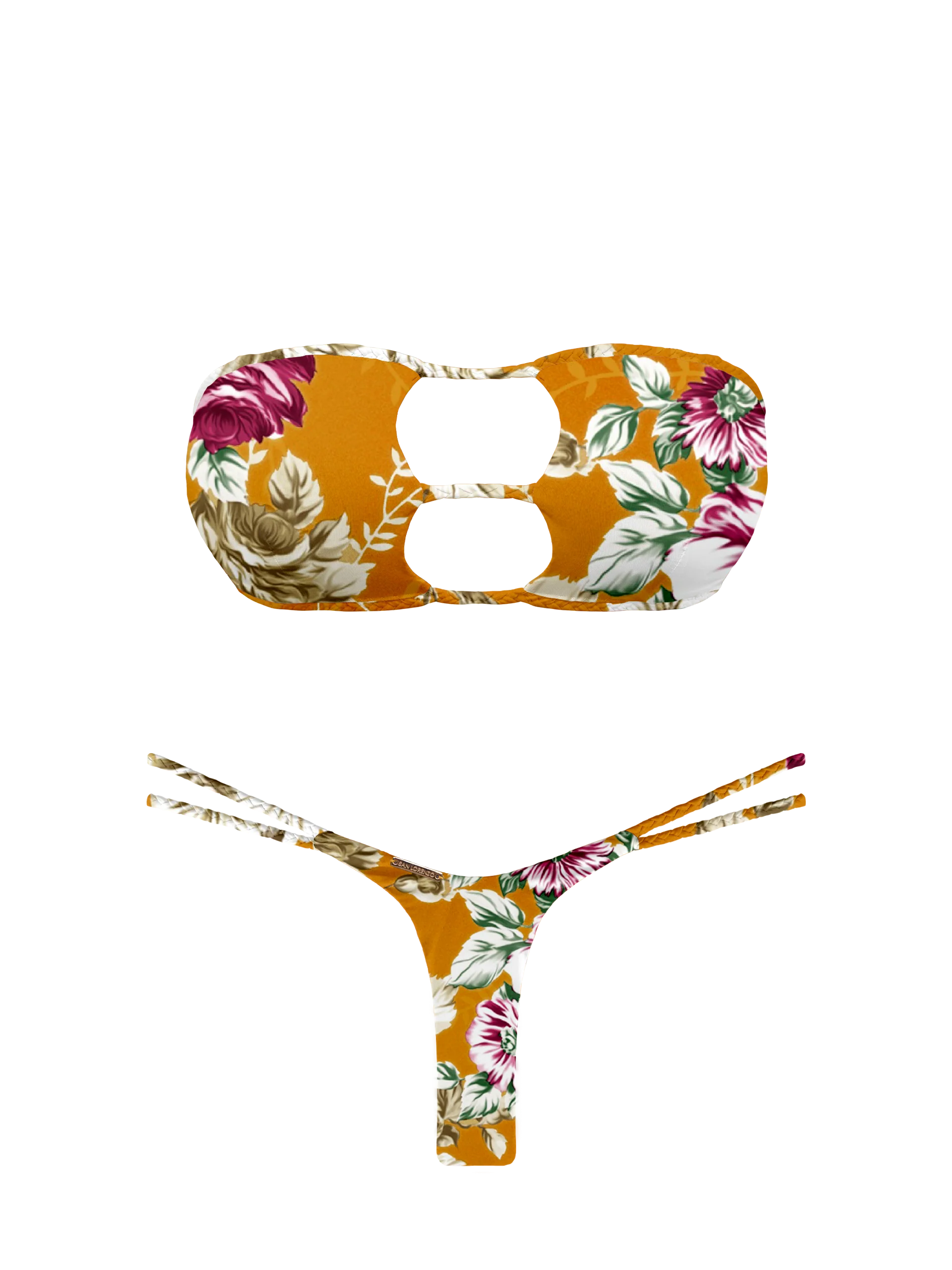 L'Amour Citrus Bloom Braided Strap Bandeau Bikini Top - Image 11