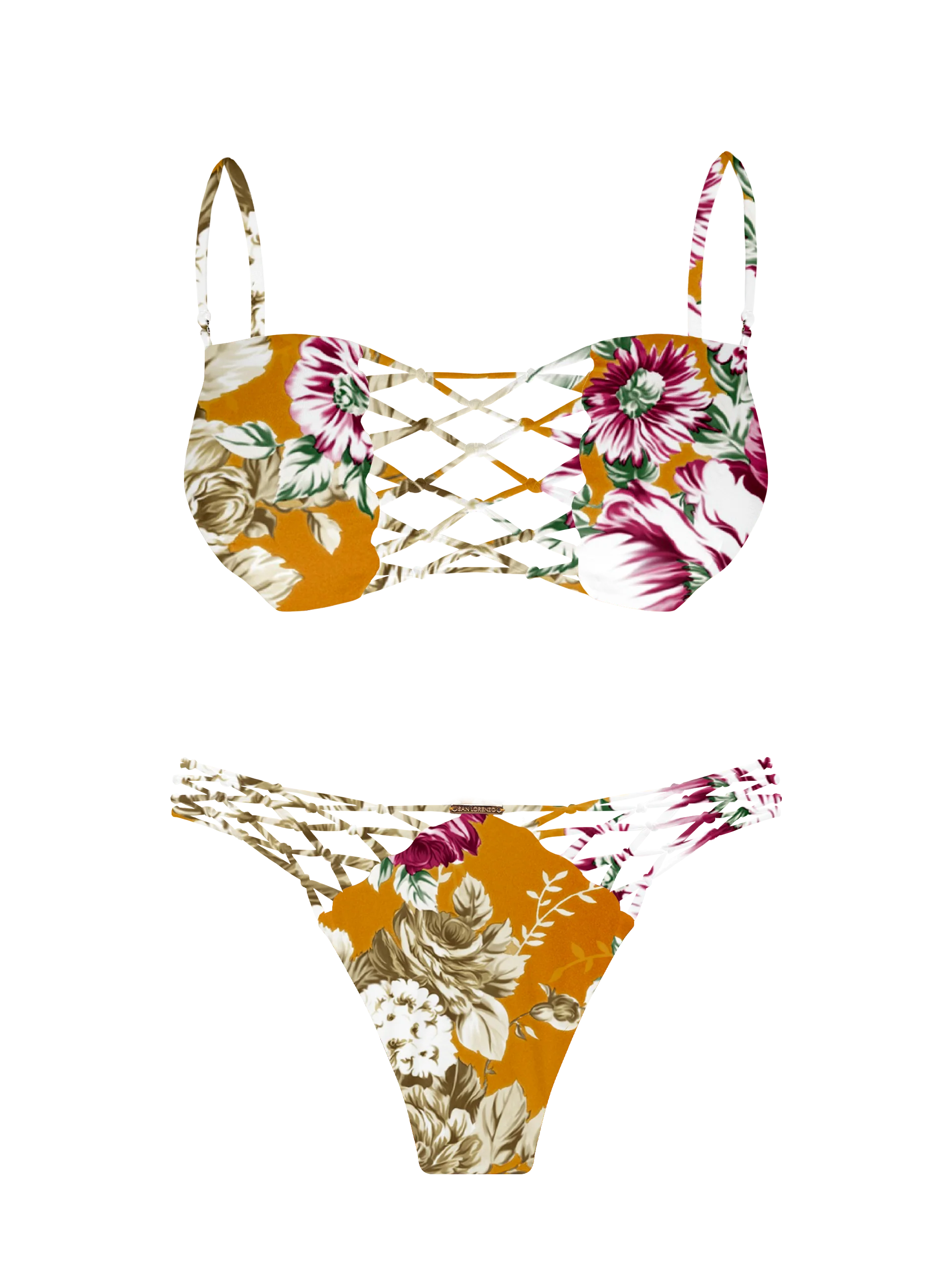 L'Amour Citrus Bloom Interlace Bandeau Bikini Top - Image 8