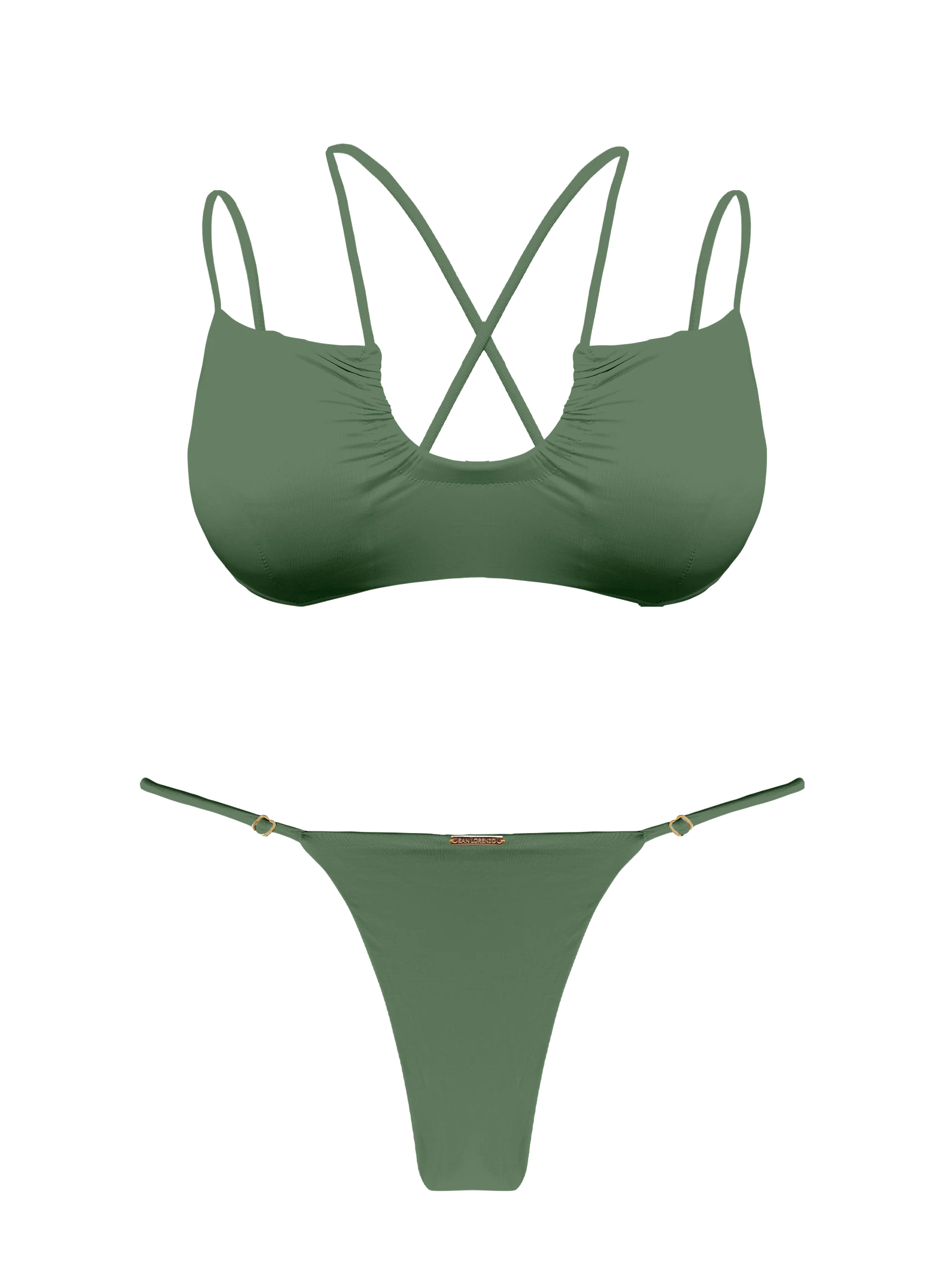 L'Amour Moss Scoop Double String Bikini Top - Image 10