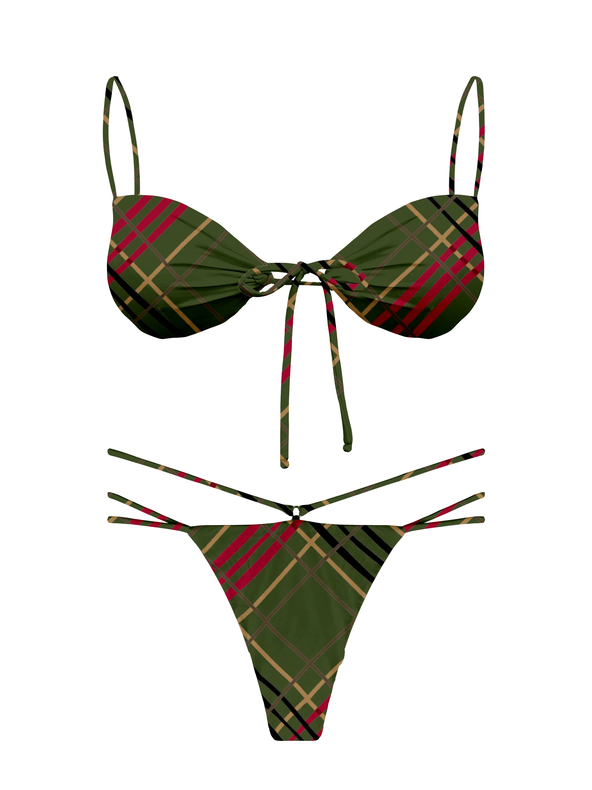 L'Amour Scottish Plaid Tie Keyhole Bikini Top - Image 12