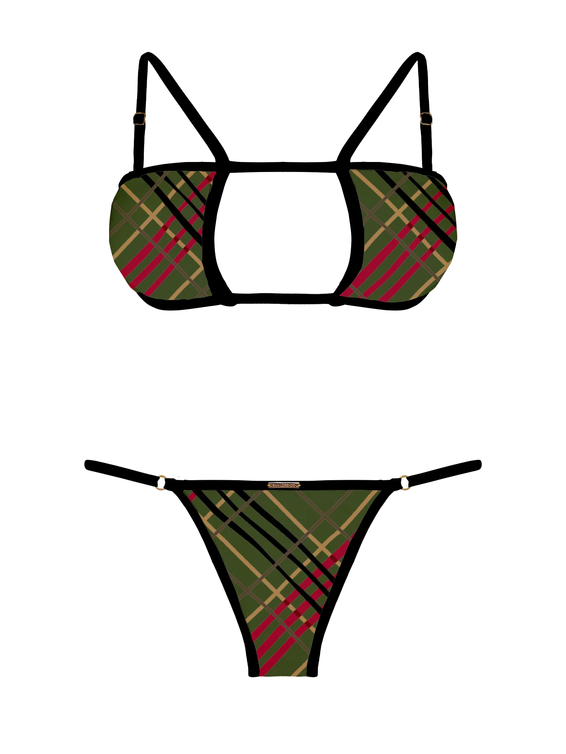 L'Amour Scottish Plaid Trim Keyhole Bikini Top - Image 12
