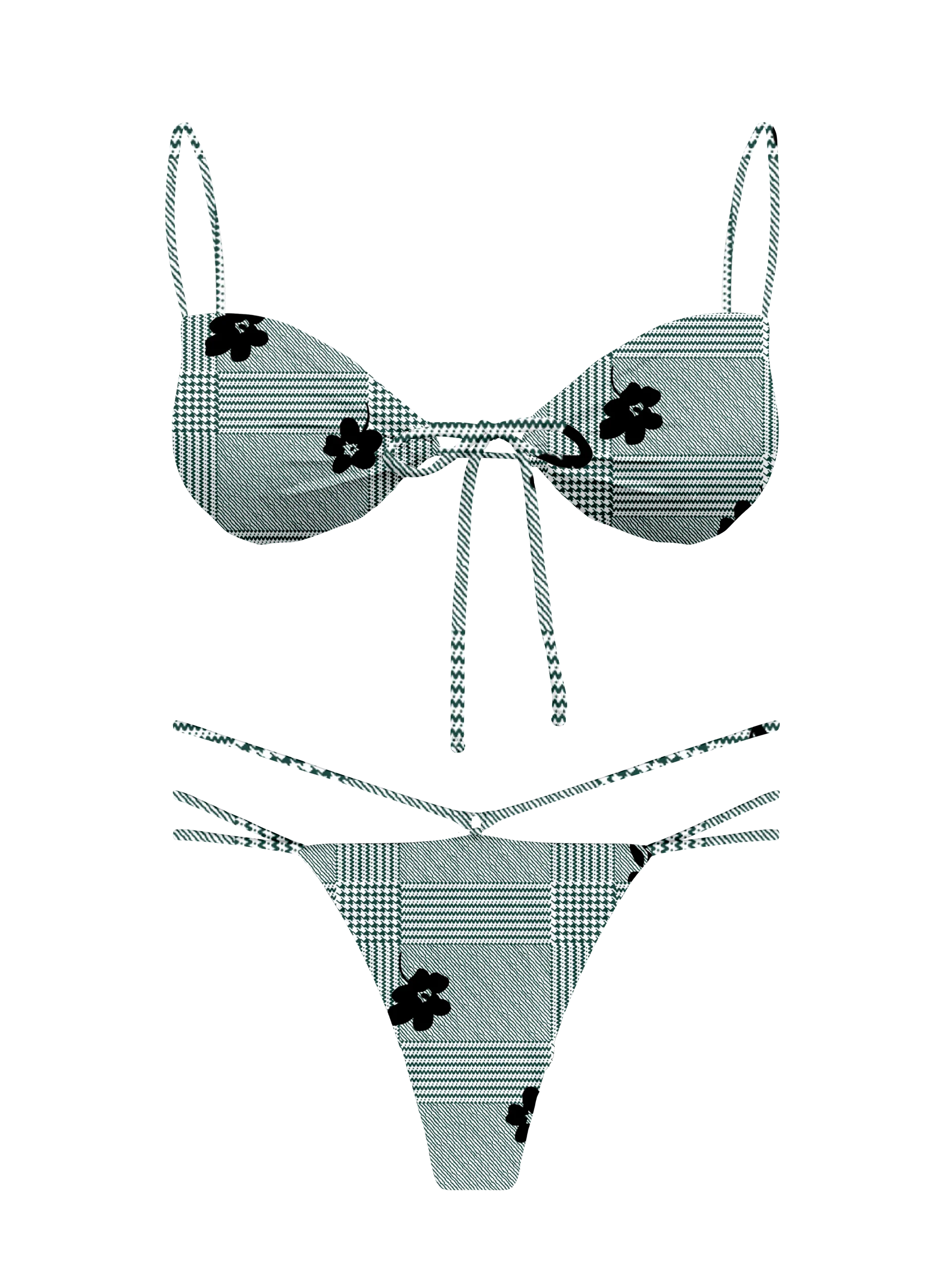 L'Amour Black Roses Double String thong Bikini Bottom - Image 15