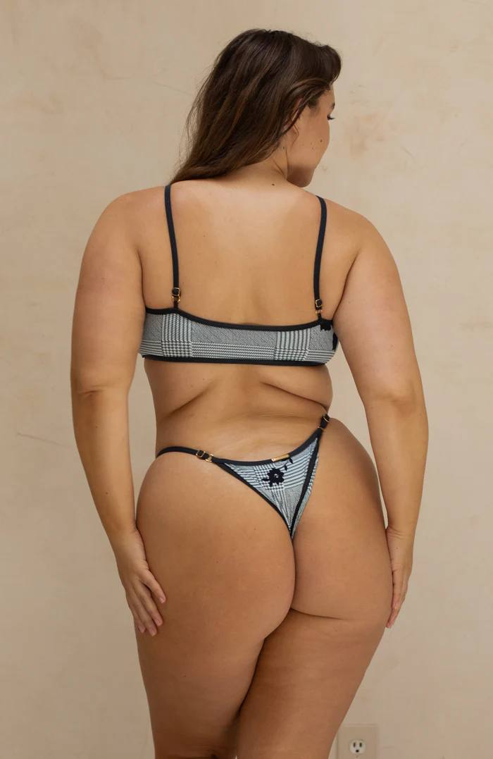 L'Amour Black Roses Trim Thin Brief Bikini Bottom - Image 11